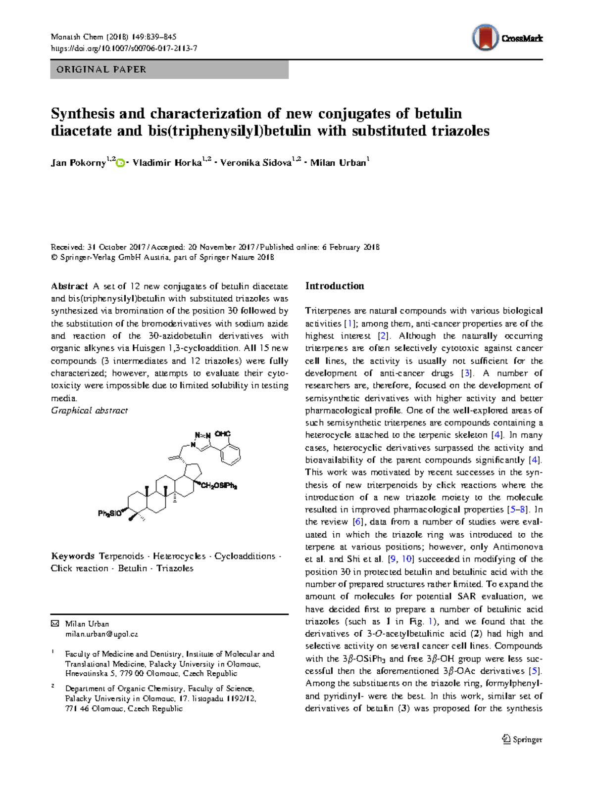 Synthesis and Characterization of Betulin Conjugates with Triazoles ...