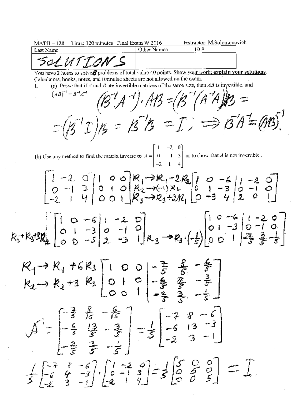 Final Sample Solutions F2017 - Math 120 - Studocu