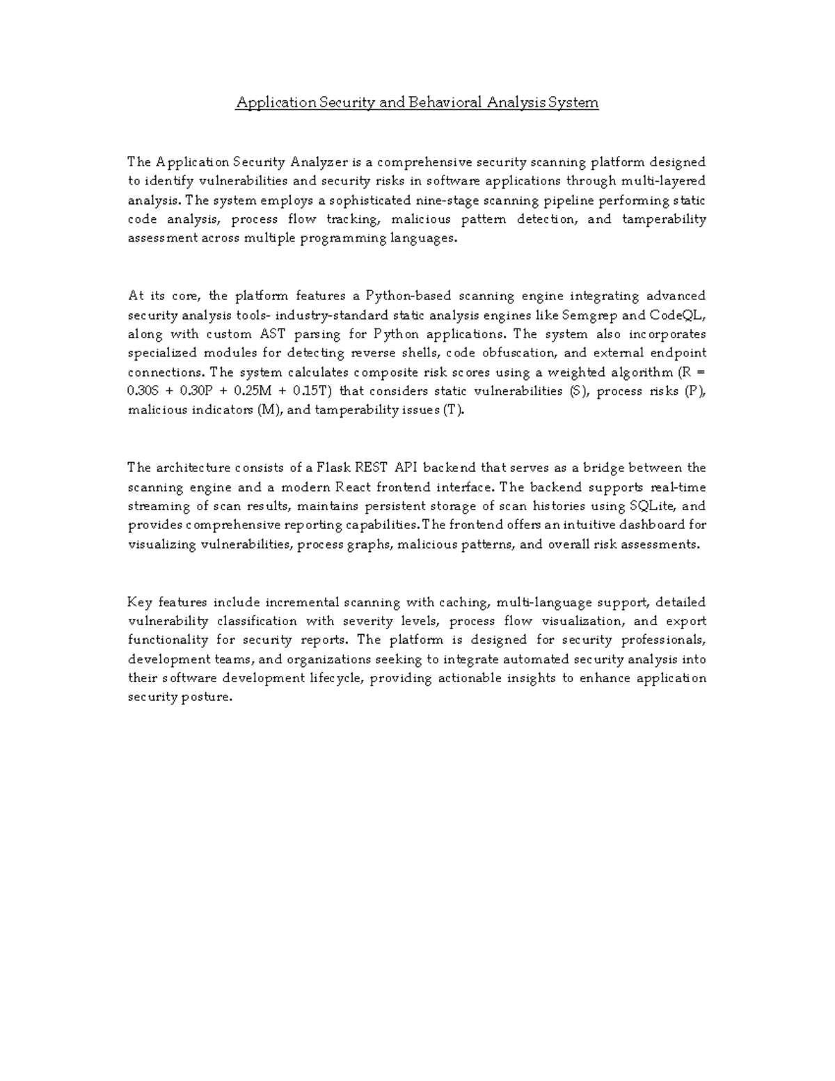 Application Security and Behavioral Analysis System: Minor Abstract ...
