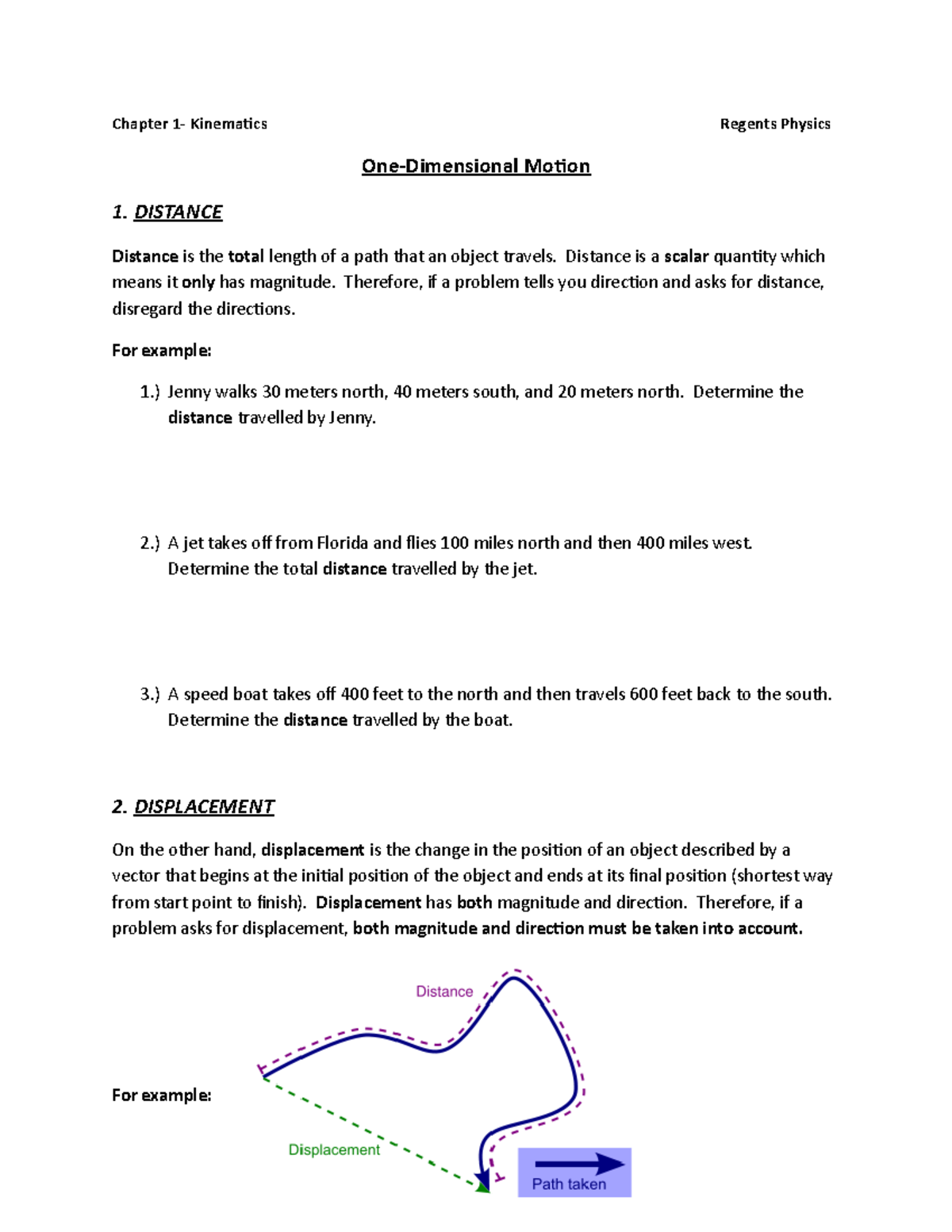 Kinematics Notes 2: Understanding Distance and Displacement Concepts ...