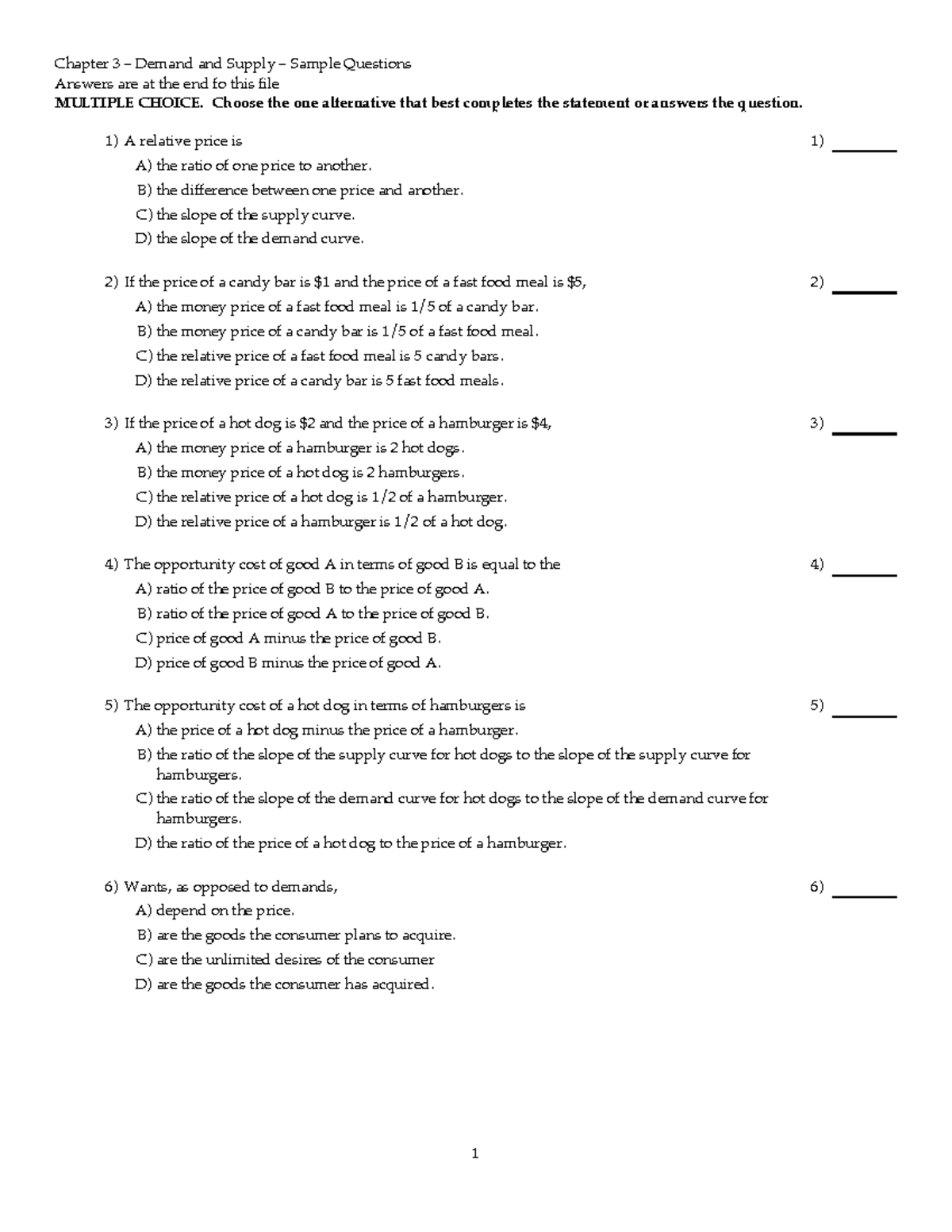 AP Economics (ECON 101) Chapter 3 Demand and Supply MCQ Practice - Studocu
