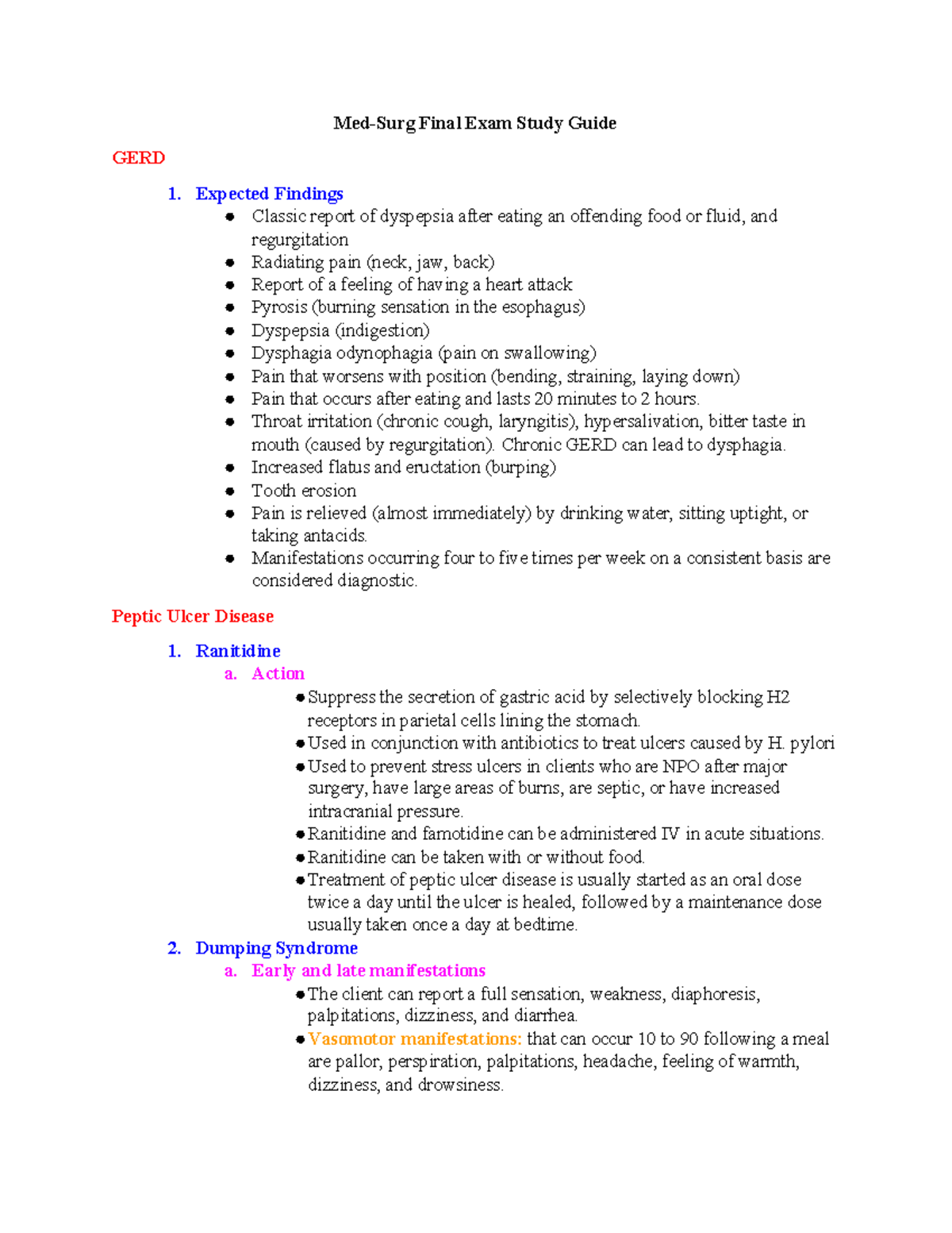 Final Exam Study Guide: Gastrointestinal Disorders - GERD and More ...