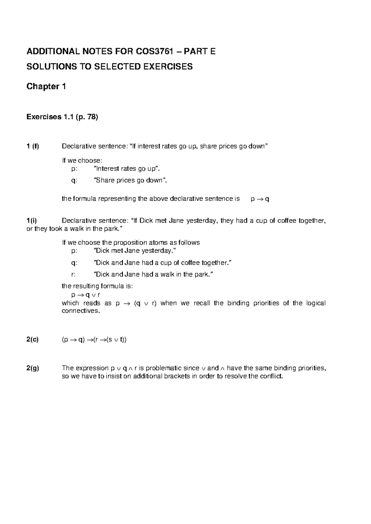 Solutions to selected exercises cos3761 - COS3761 - Unisa - Studocu