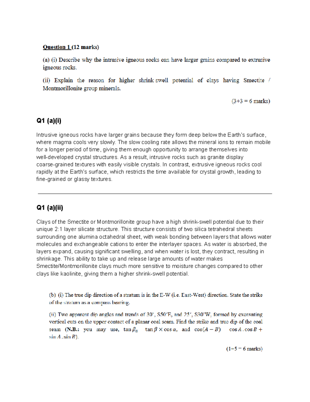 TEST HELP Sheet - Exam Worked Out Problems for Geology 101 - Studocu