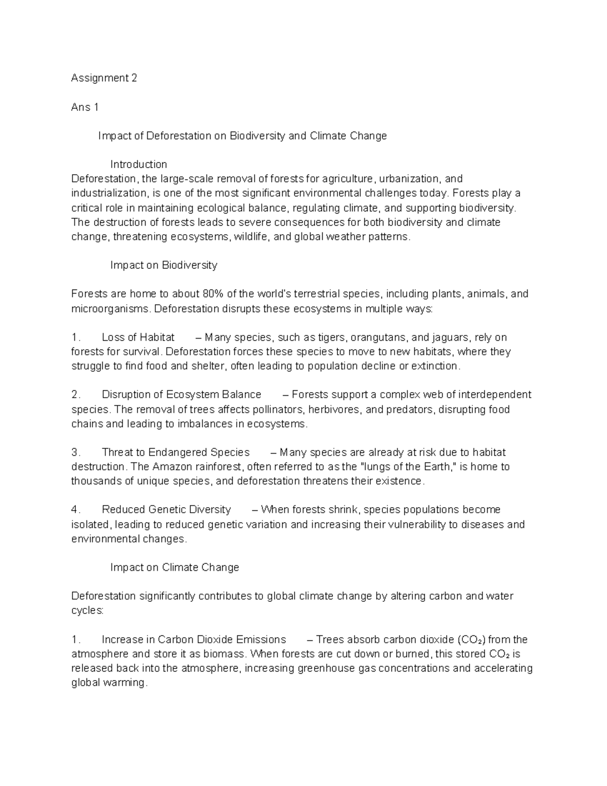 Assignment 2 - Environment notes - Assignment 2 Ans 1 Impact of ...