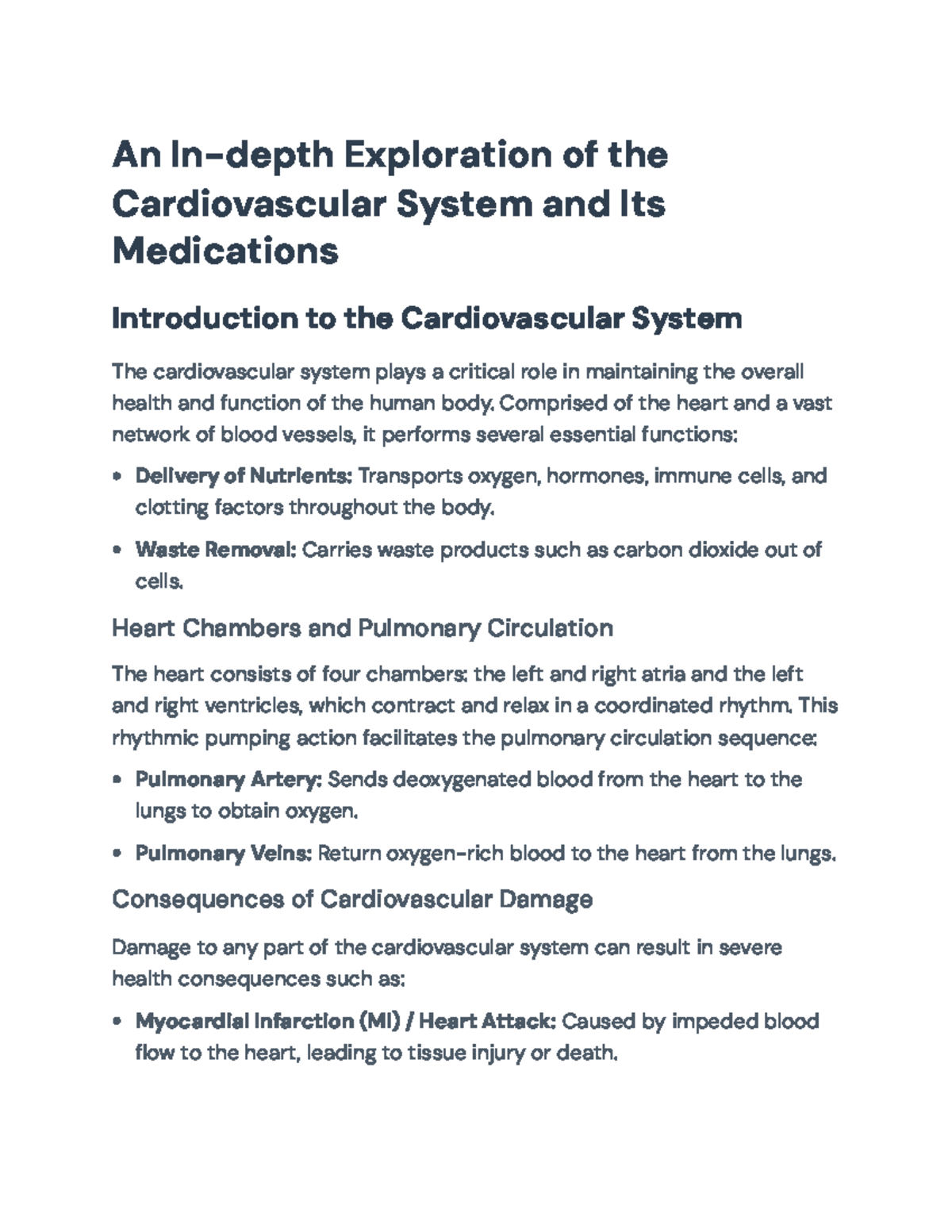 Cardiovascular System Overview & Key Medications: A Comprehensive ...