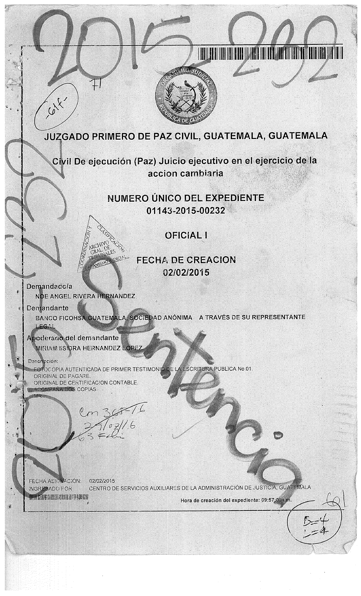 Juicio Ejecutivo - Expediente Civil No. 2015 S Gift DE GU - Document Preview