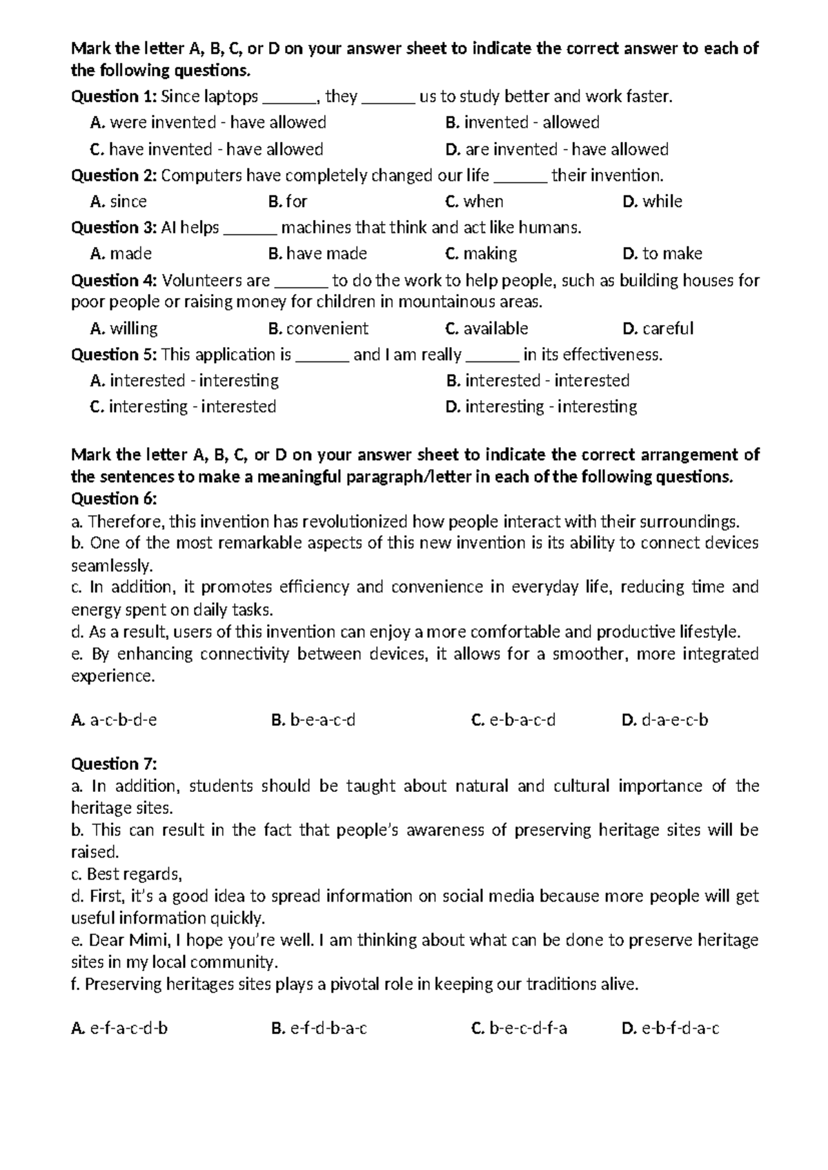 G10 MOCK TEST 02 - Practice Questions and Answers - Studocu