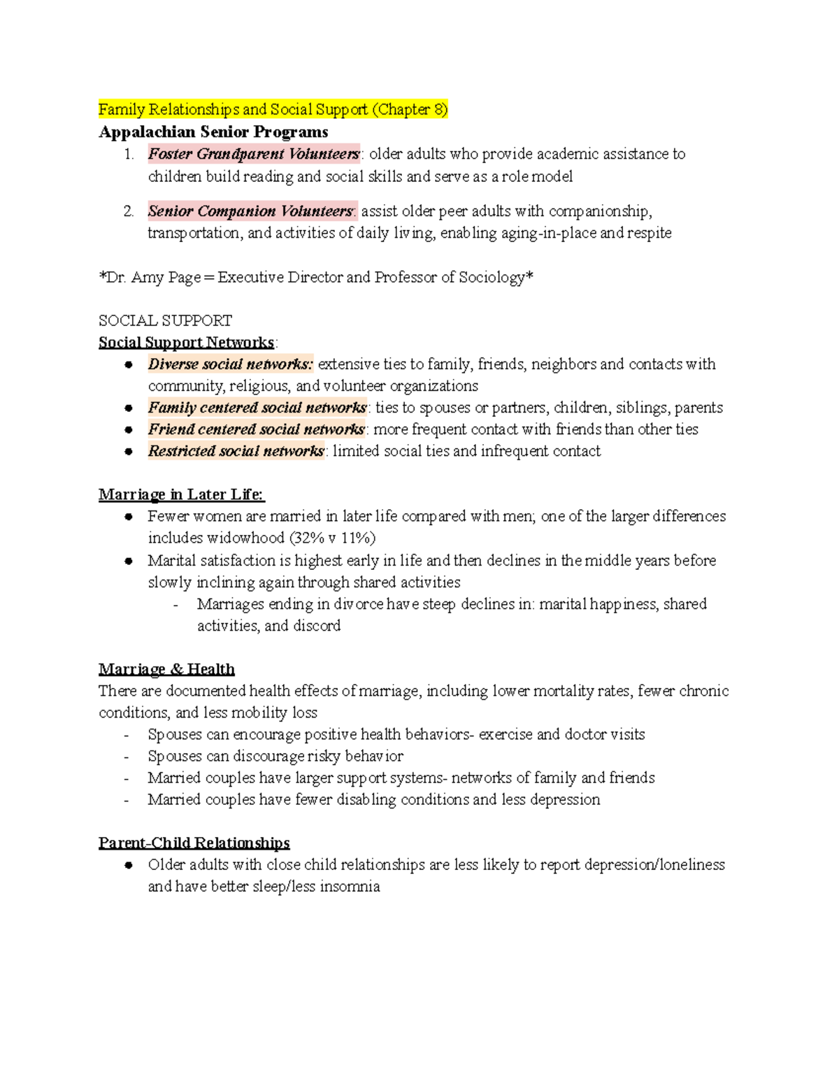 Family Relationships and Social Support (Chapter 8) - Studocu