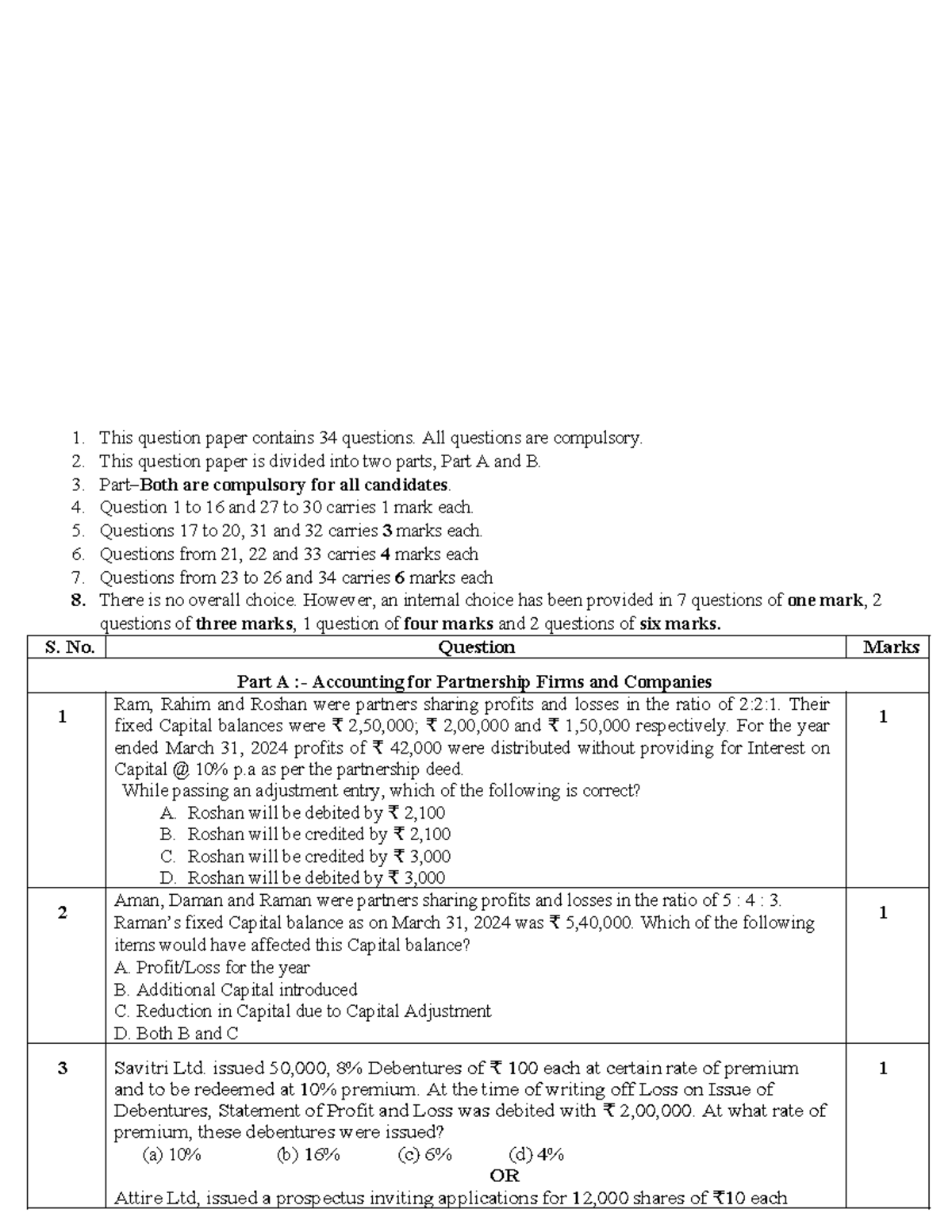 XII - Accountancy Question Paper Set 2: Comprehensive Exam Review - Studocu