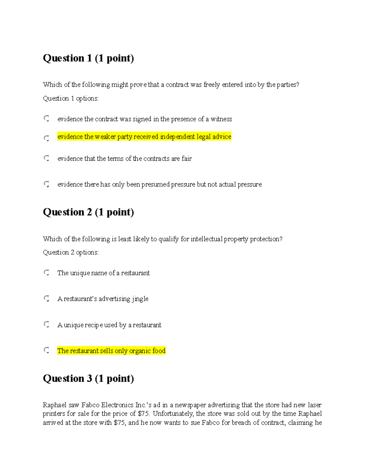 Blaw - Final Exam Practice Questions for Legal Studies - Studocu