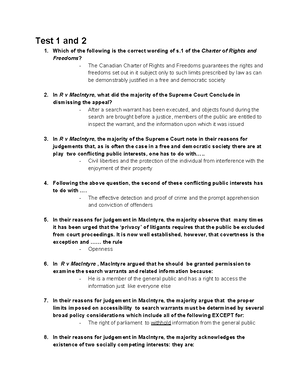 [Solved] explain the Oakes test Mentuck test and Dagenais test and ...