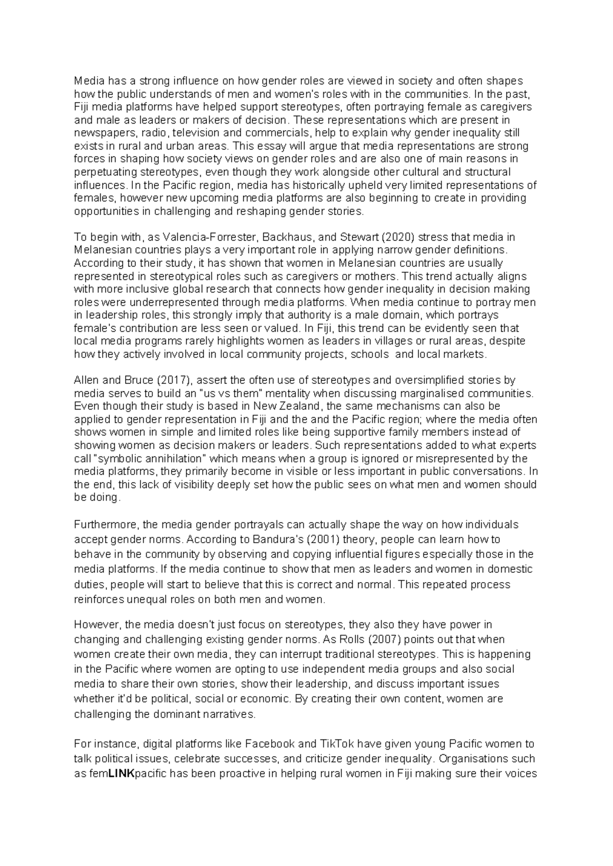 Media Influence on Gender Roles: A Critical Analysis - Essay Final ...