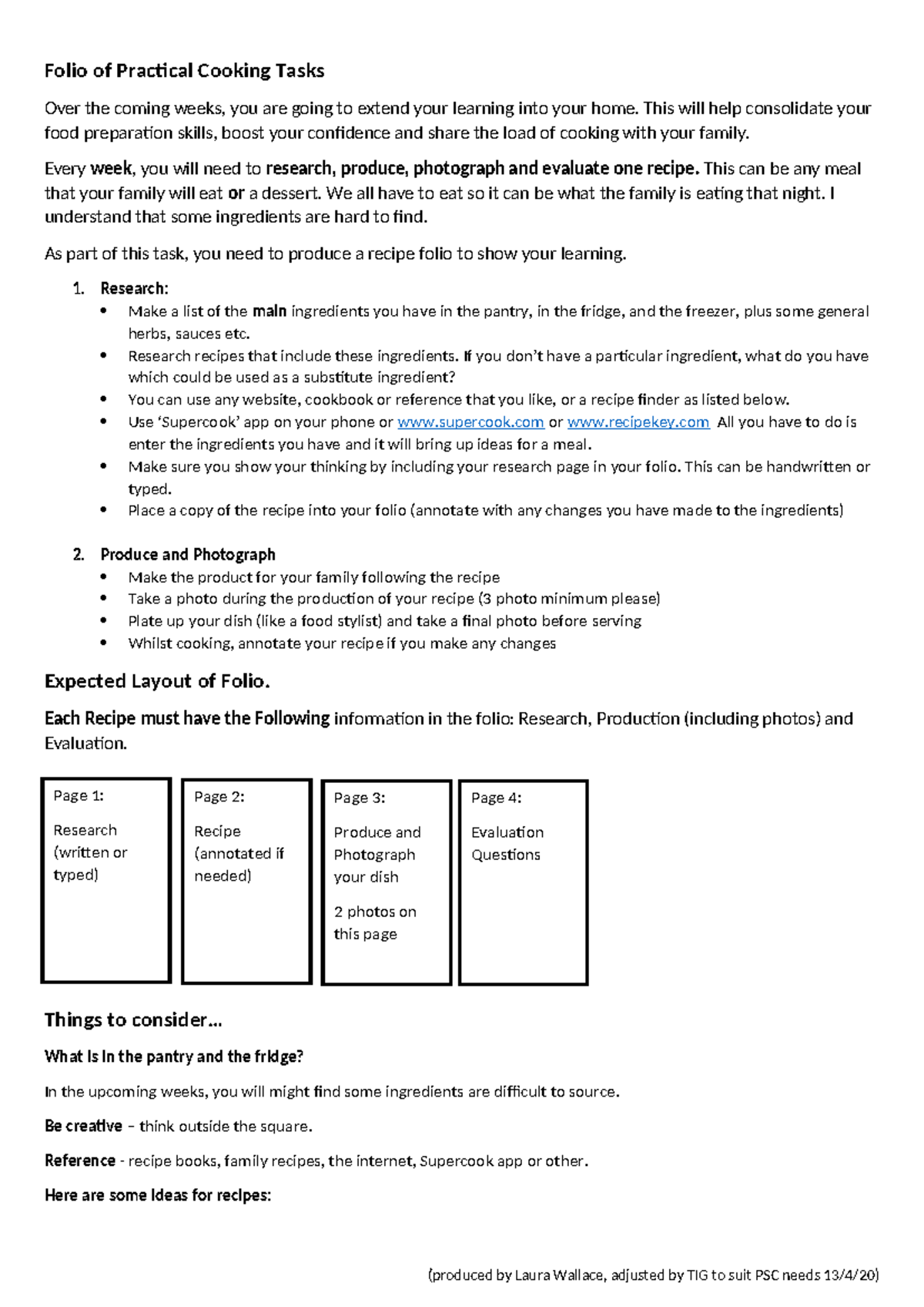 Year 8 Practical Cooking Task Folio: Recipe Research & Evaluation - Studocu