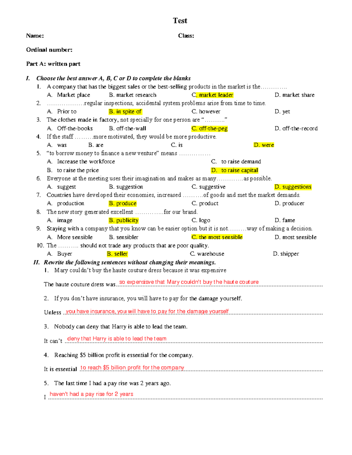 Cb2 - English Language Test Preparation Worksheet - Studocu