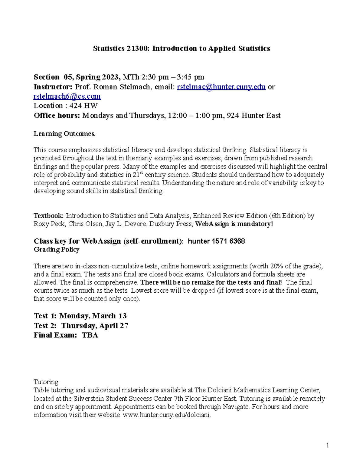 Stat 21300 Spring 2023 Syllabus - Introduction to Applied Statistics ...