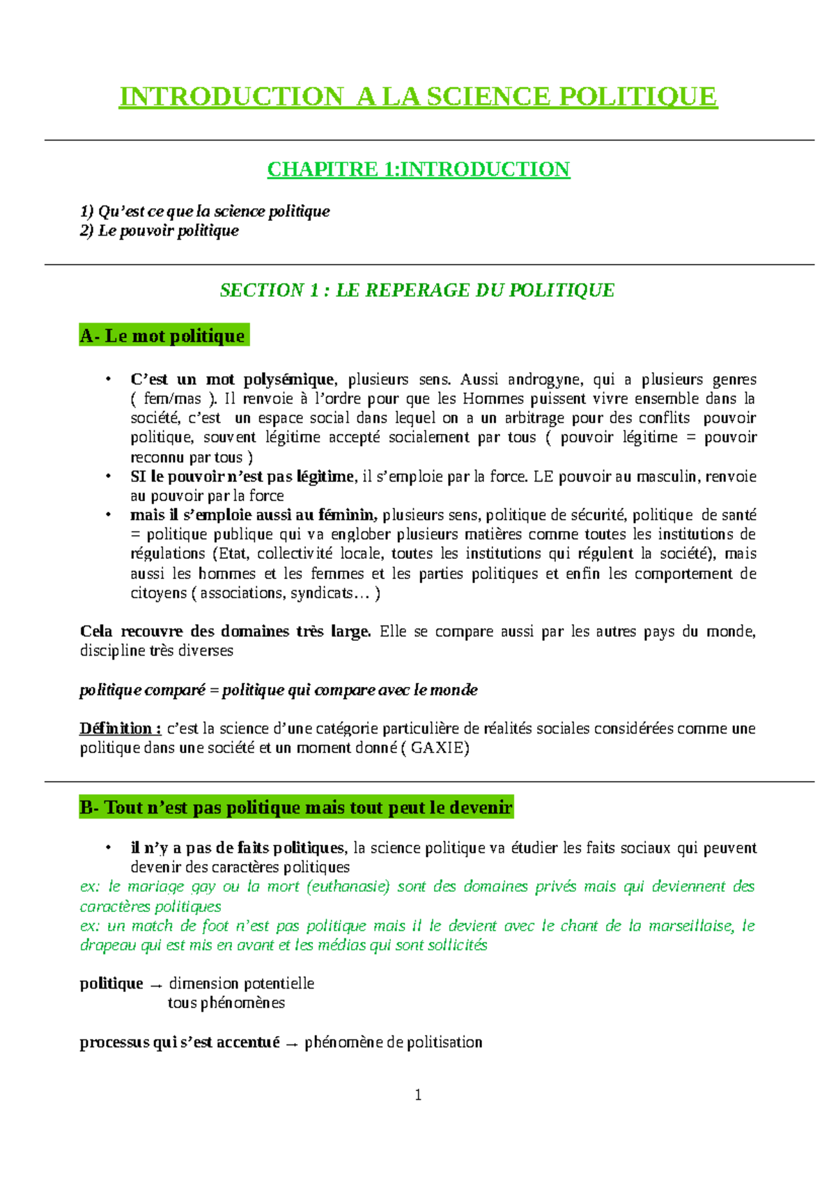 Introduction à la Science politique L1 - INTRODUCTION A LA SCIENCE ...
