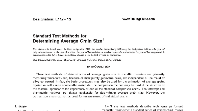 ASTM E112 13 Standard Methods for Measuring Average Grain Size - Studocu