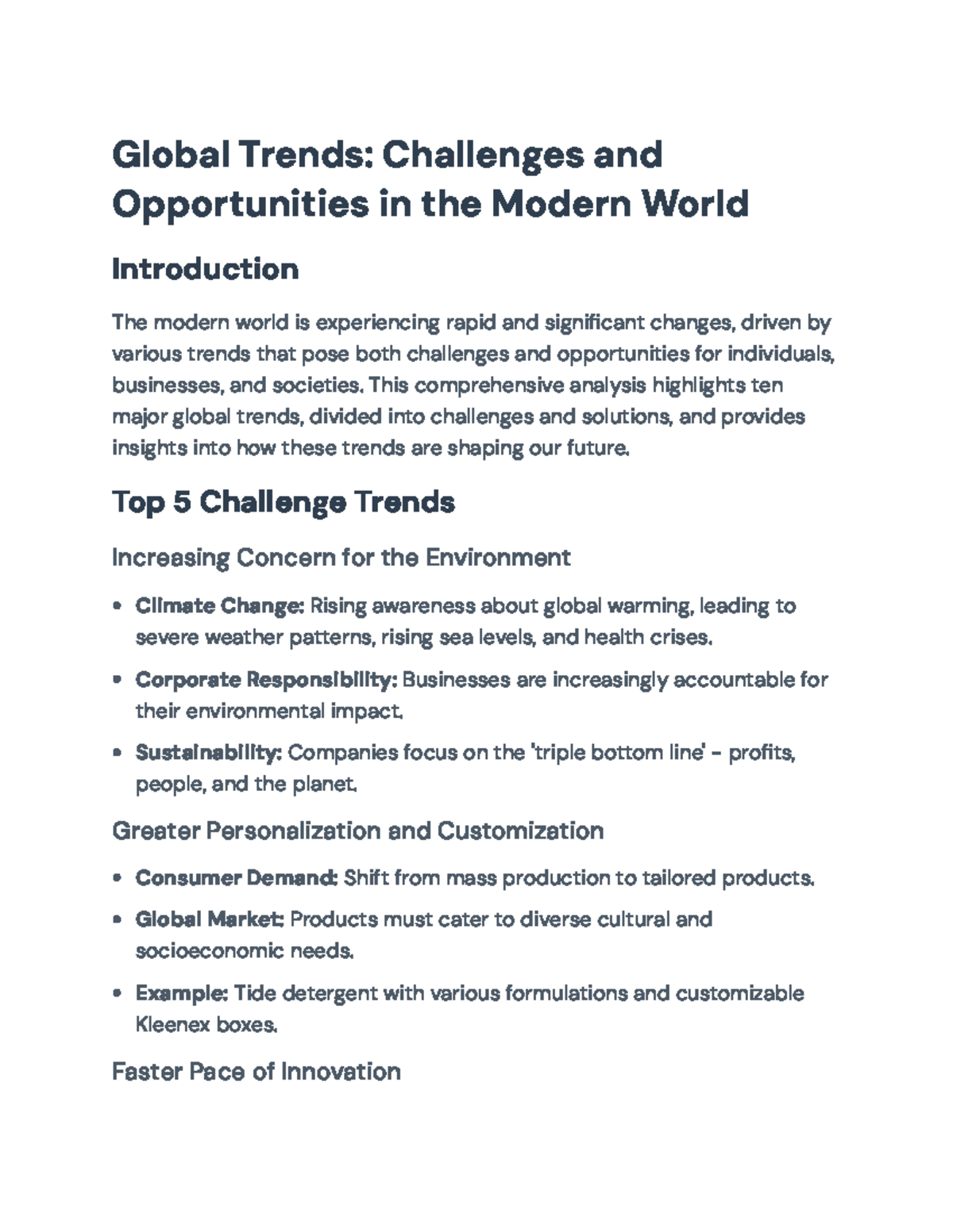 Global Trends: Challenges and Solutions in the Modern World Analysis ...