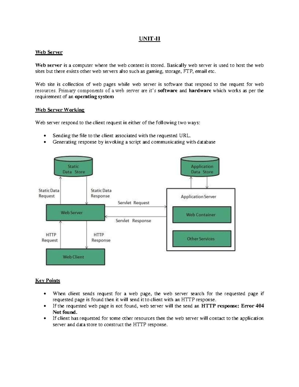 UNIT II Notes(BCA519) - notes - UNIT-II Web Server Web server is a ...