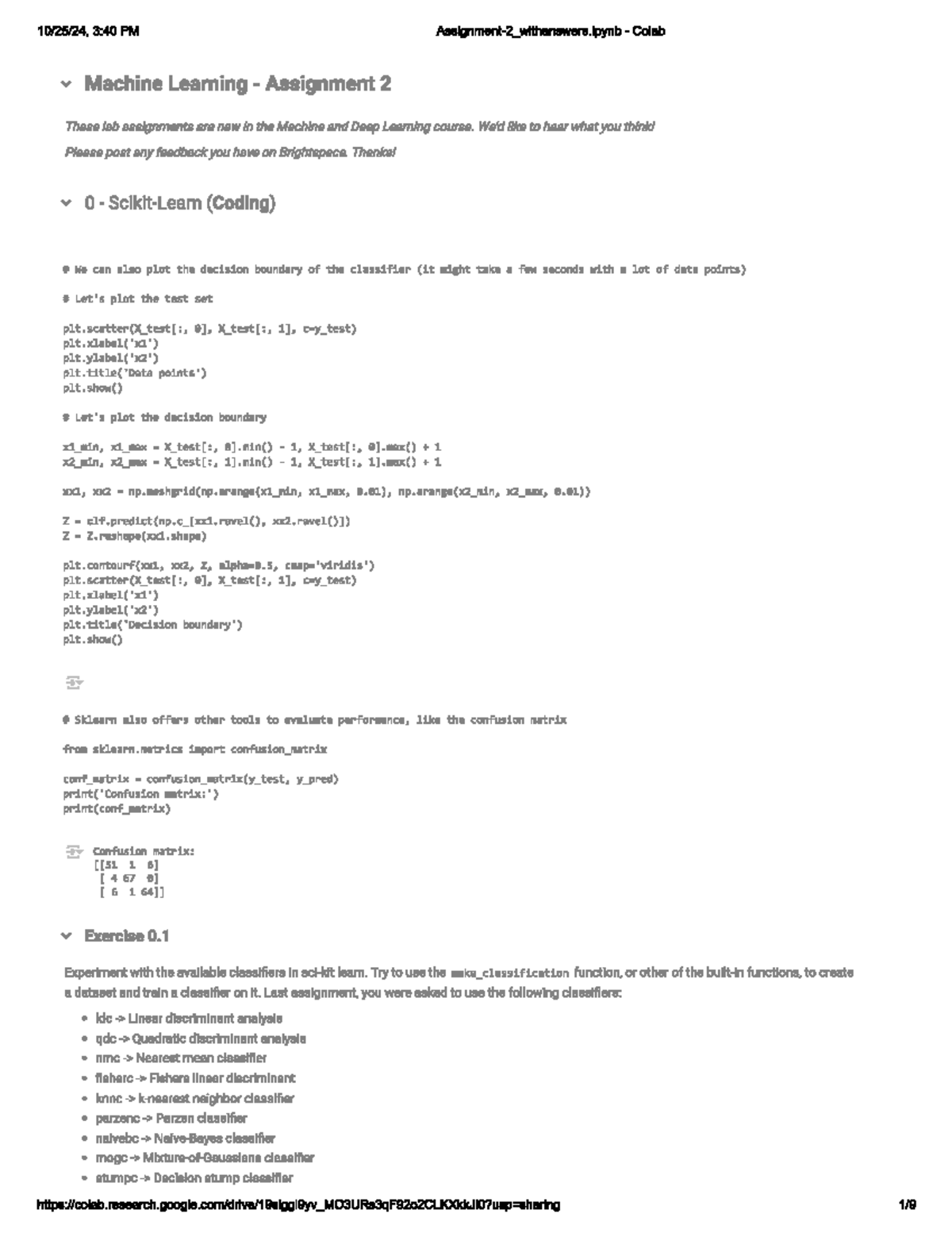 Machine Learning Assignment 2 - Colab Programming Exercises - Studeersnel