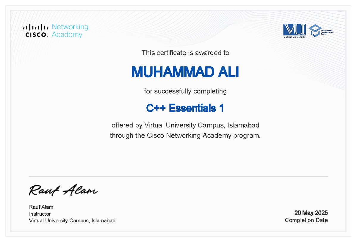 C++ Essentials 1 - tese - computer network - This certificate is ...