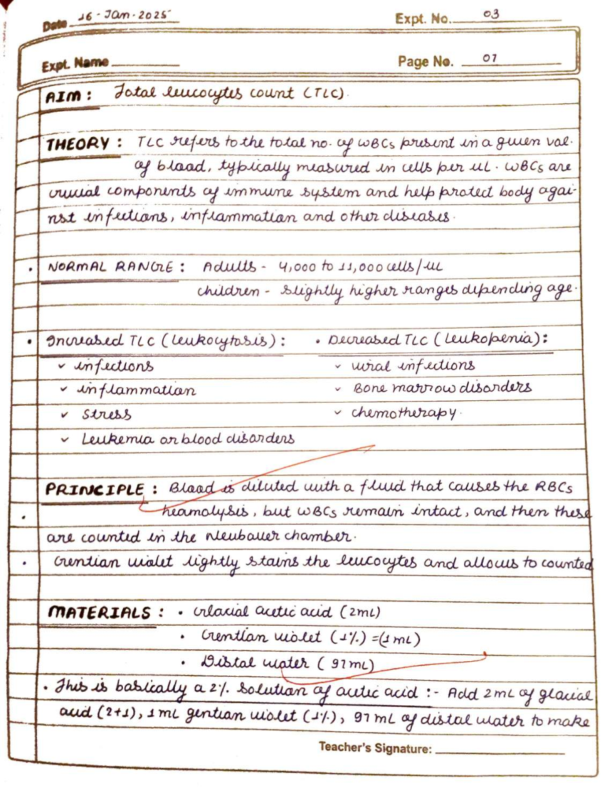 J6Jan Expt. 3: Total Leukocyte Count (TLC) Procedure and Observations ...