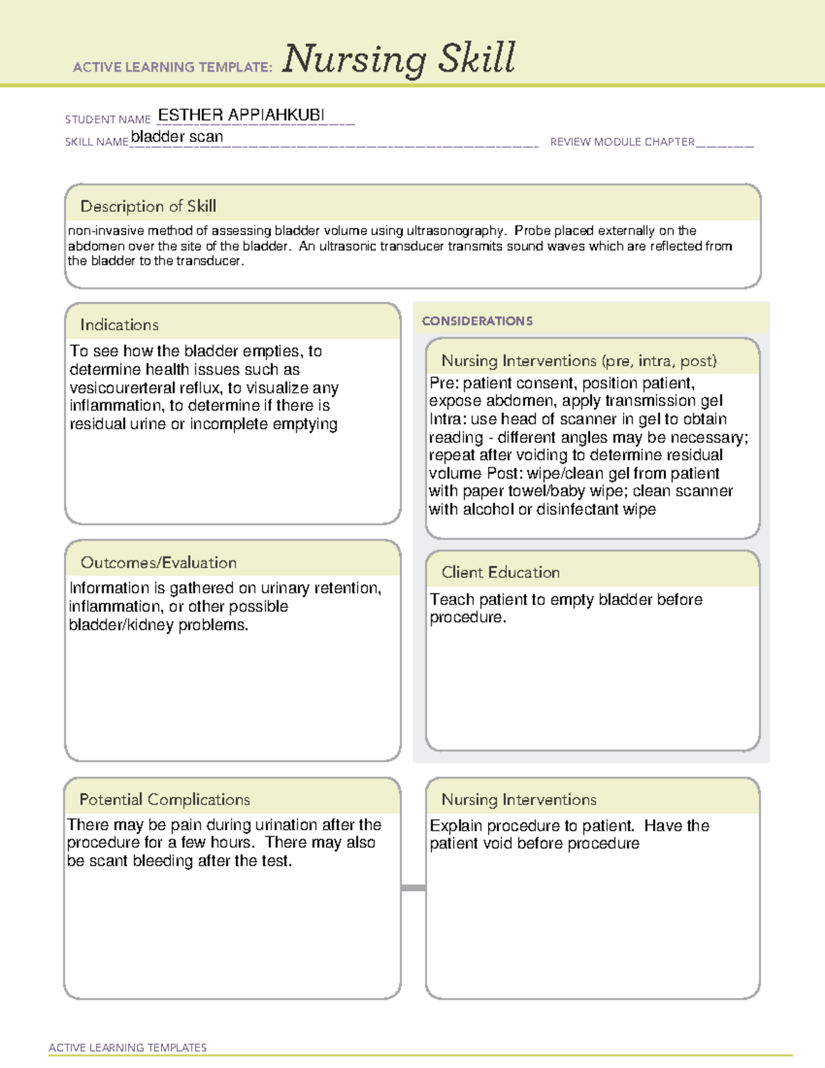 ACTIVE LEARNING TEMPLATE: Nursing Skill - Bladder Assessment (FR 15 ...