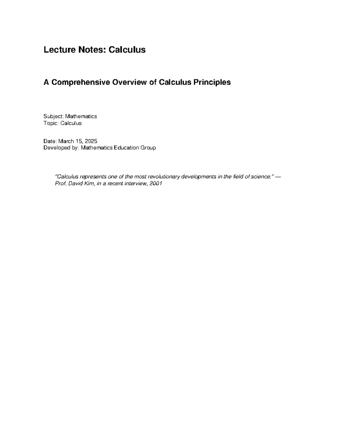 15464811432-748969.pdf - Lecture Notes: Calculus A Comprehensive ...