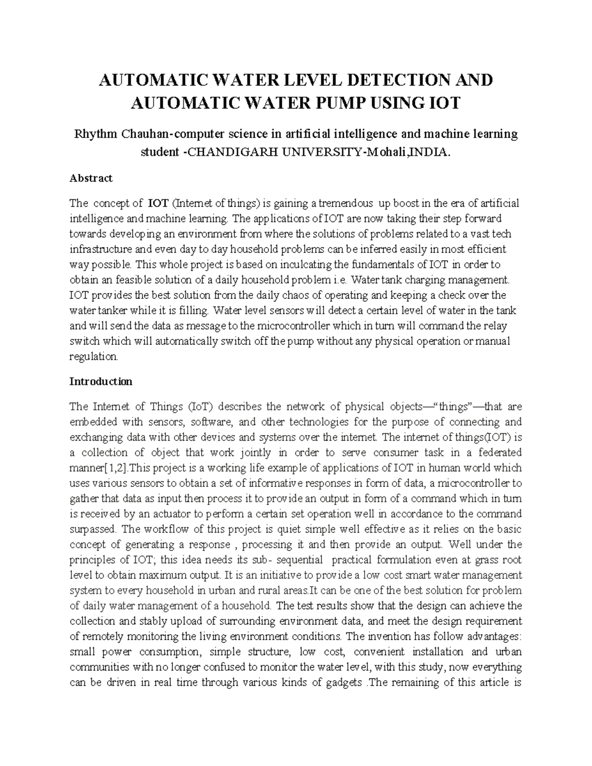 IOT Project: Automatic Water Level Detection & Pump Control System ...