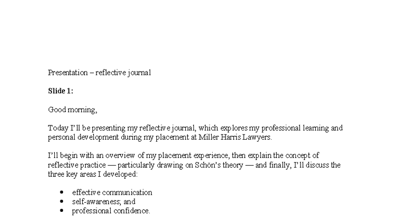 Reflective Journal Presentation: Professional Growth at Miller Harris ...