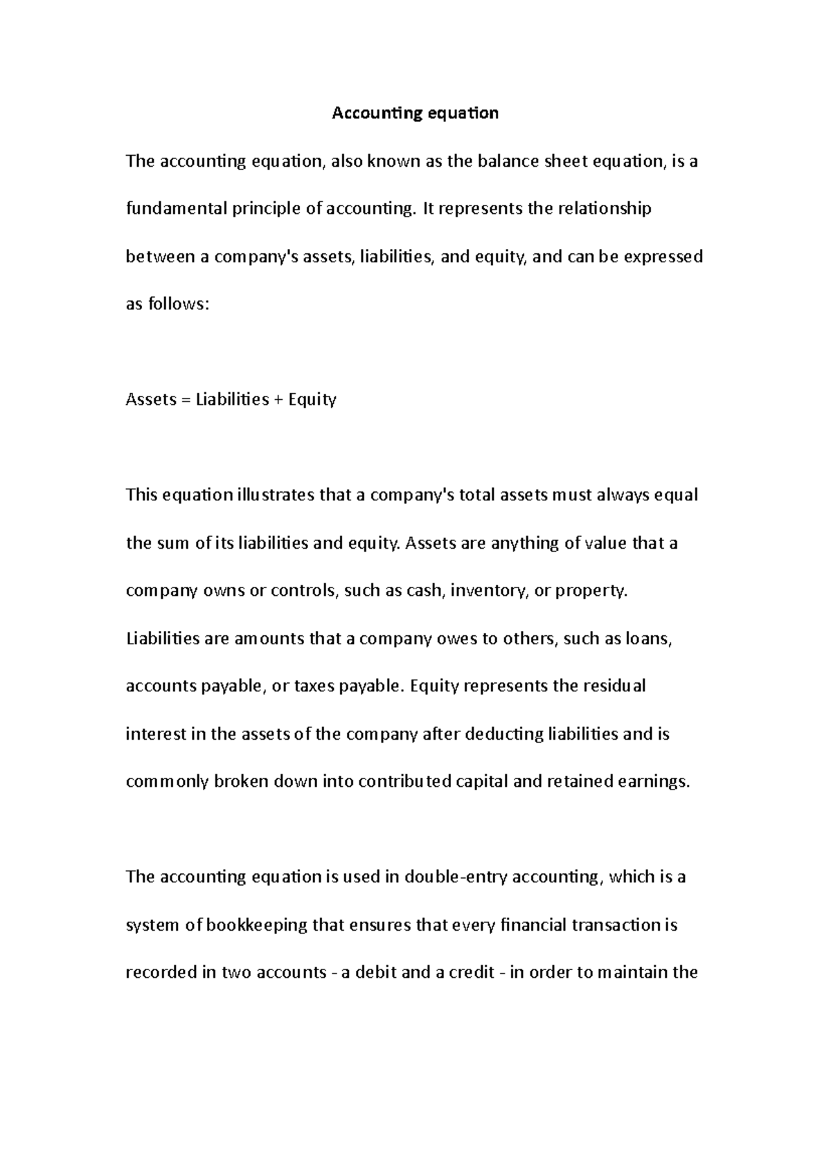 ACCT 101: Understanding the Accounting Equation in Financial Reporting ...