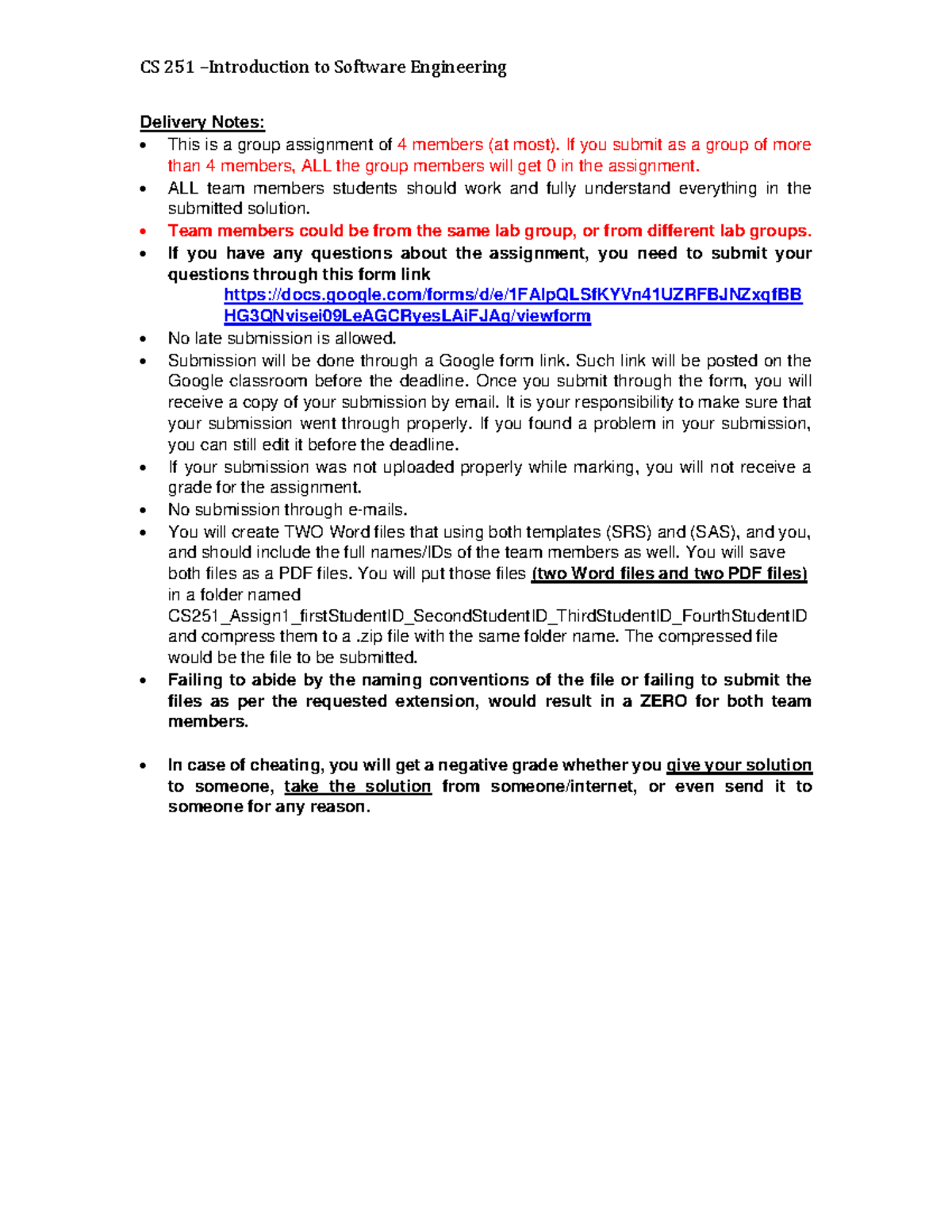 Winter 2024 Intro To SE Assignment 1assignment - CS 251 – Introduction ...