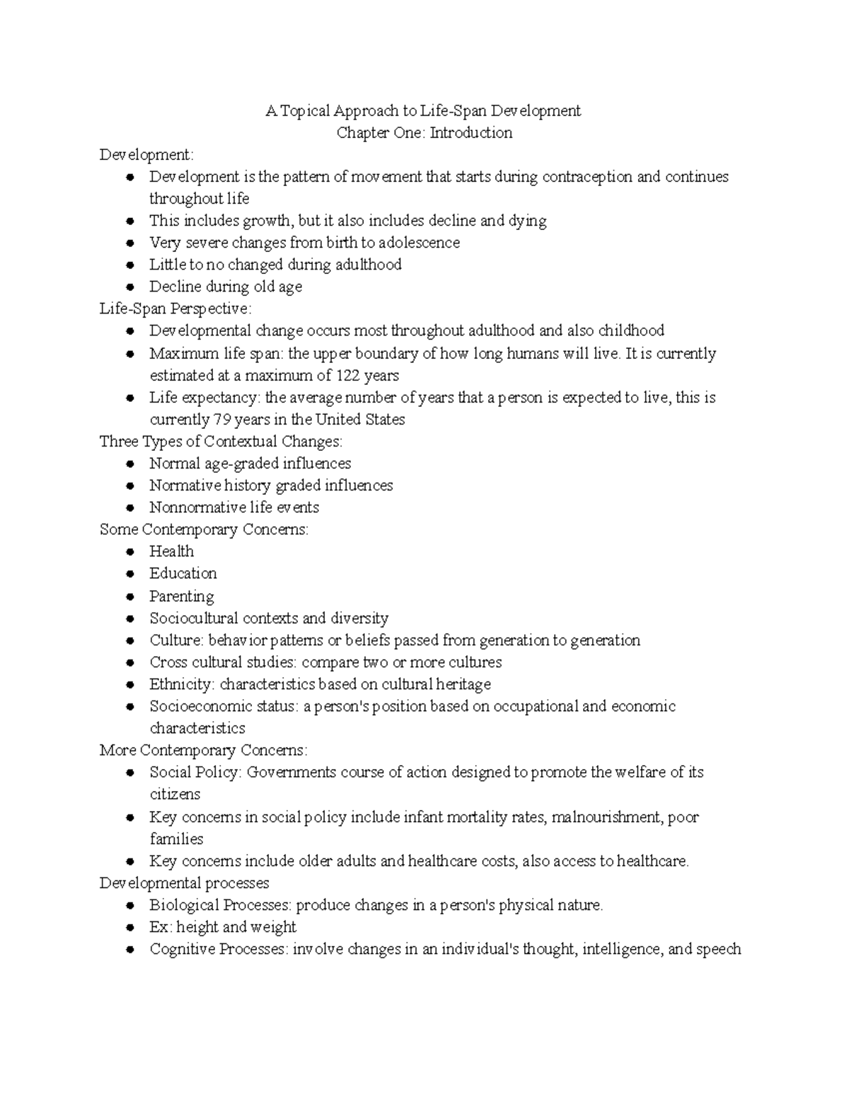 A Topical Approach to Life-Span Development CH1 Notes - Studocu