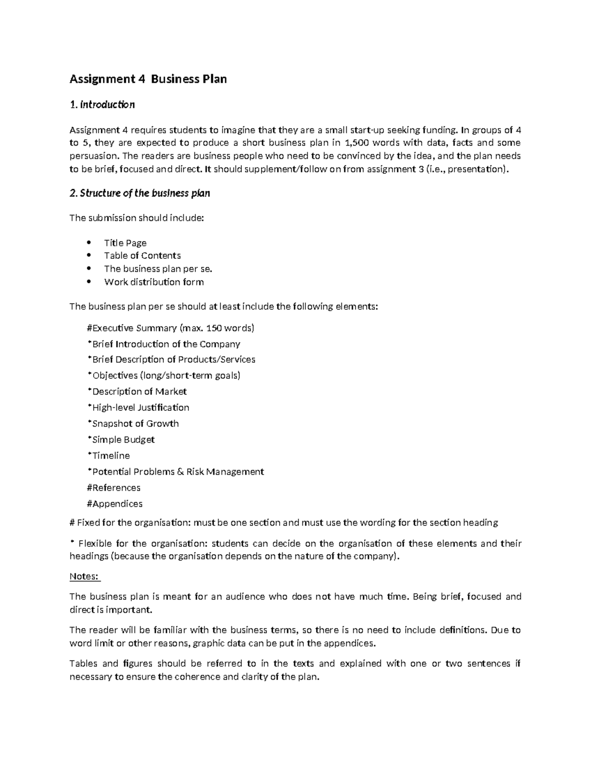 1. Assignment 4 - Business Plan - Instructions and Guidelines 2022 ...
