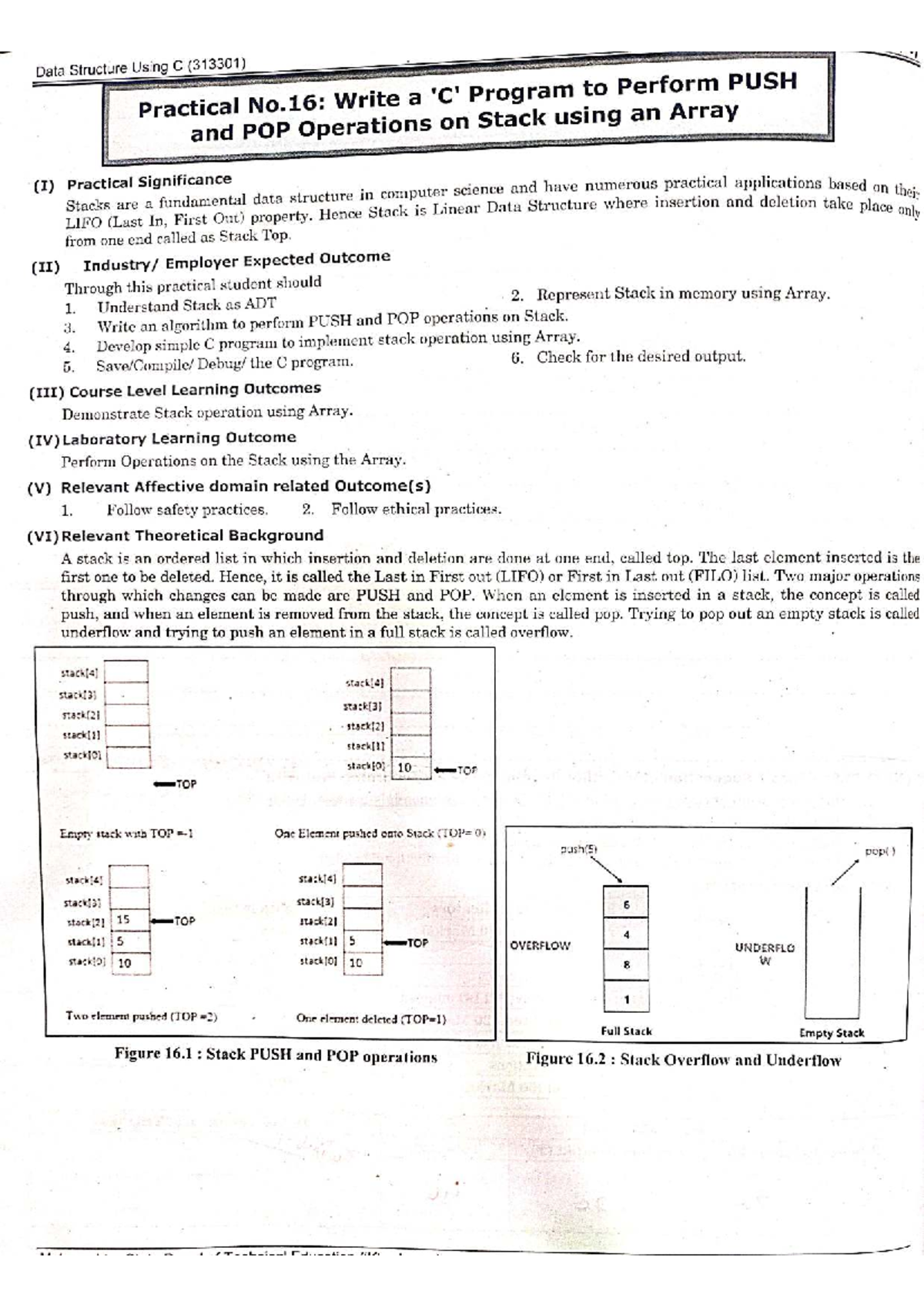 Data Structure Using C (313301) Practical No.16: Stack Operations with ...