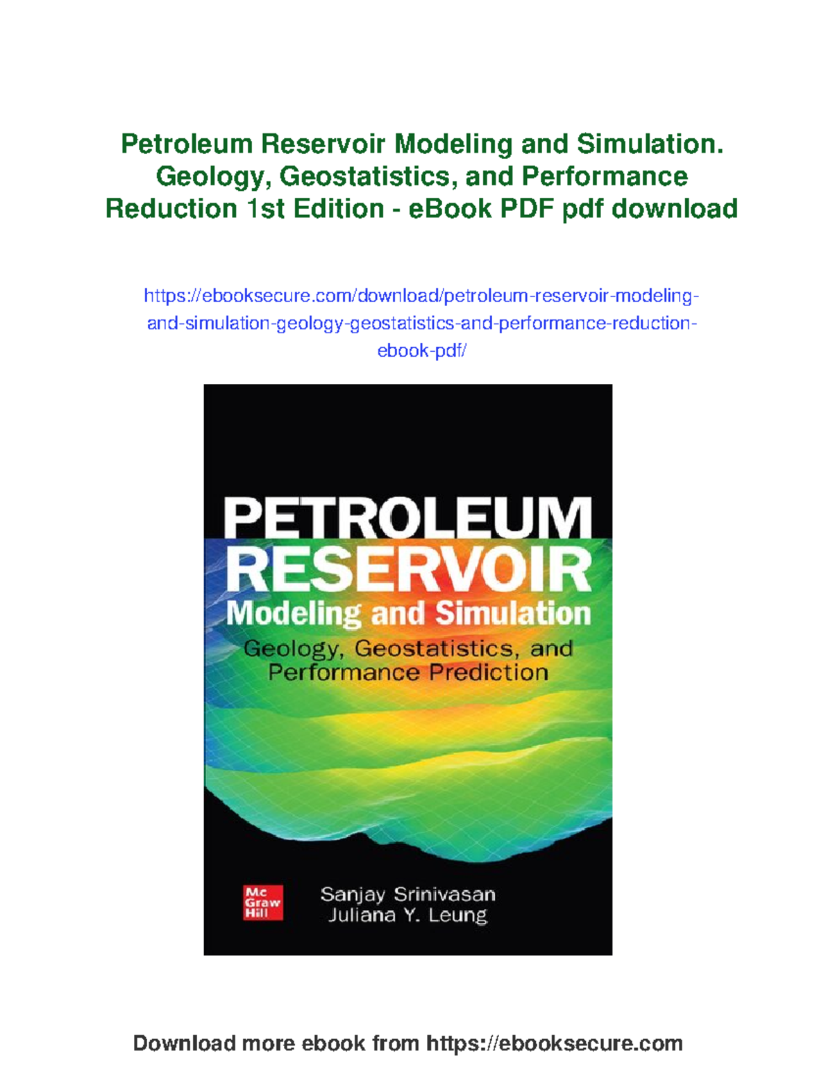 Petroleum Reservoir Modeling & Simulation: Geostatistics & Applications ...