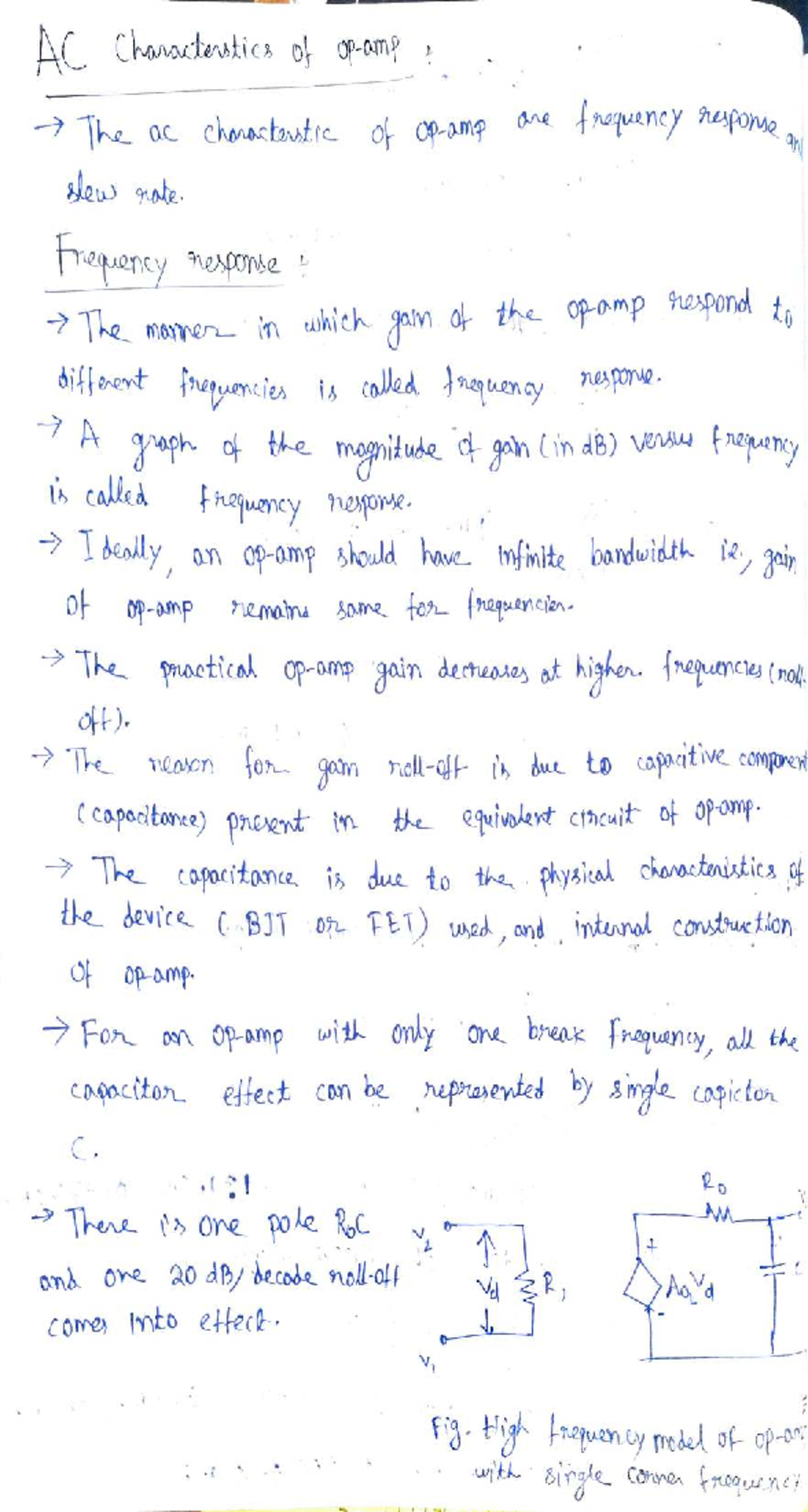 Unit 2-4: Notes on AC Characteristics and Frequency Response - Studocu