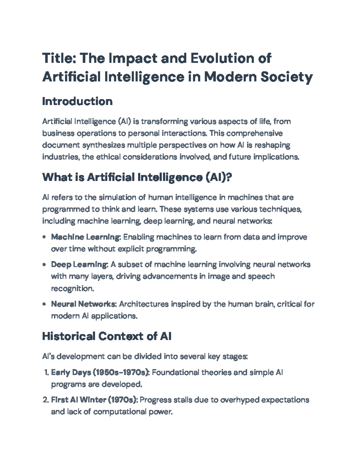 The Impact and Evolution of AI in Modern Society: Insights ...