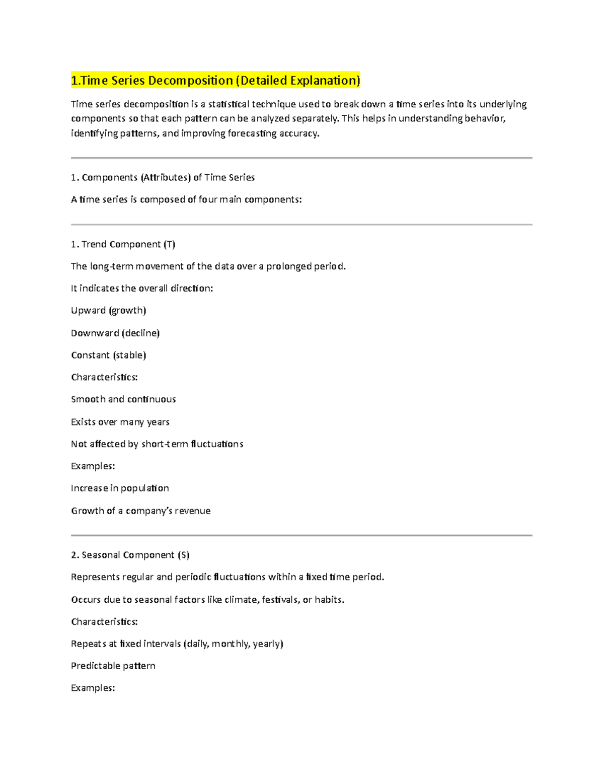 Time Series Decomposition: Detailed Explanation for ADS Assign 4 - Studocu