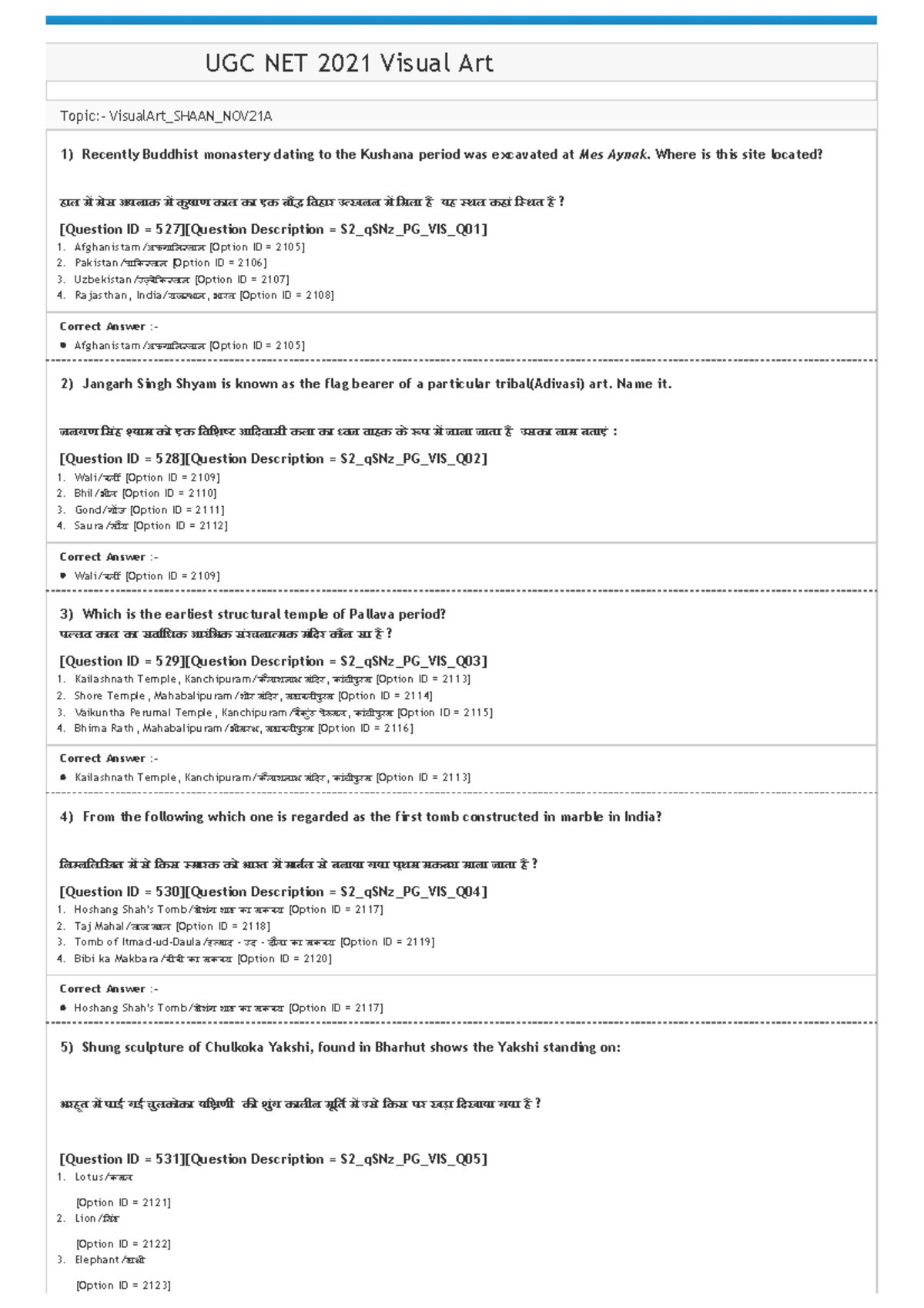 UGC NET 2021 Visual Art Exam Questions and Answers - Studocu