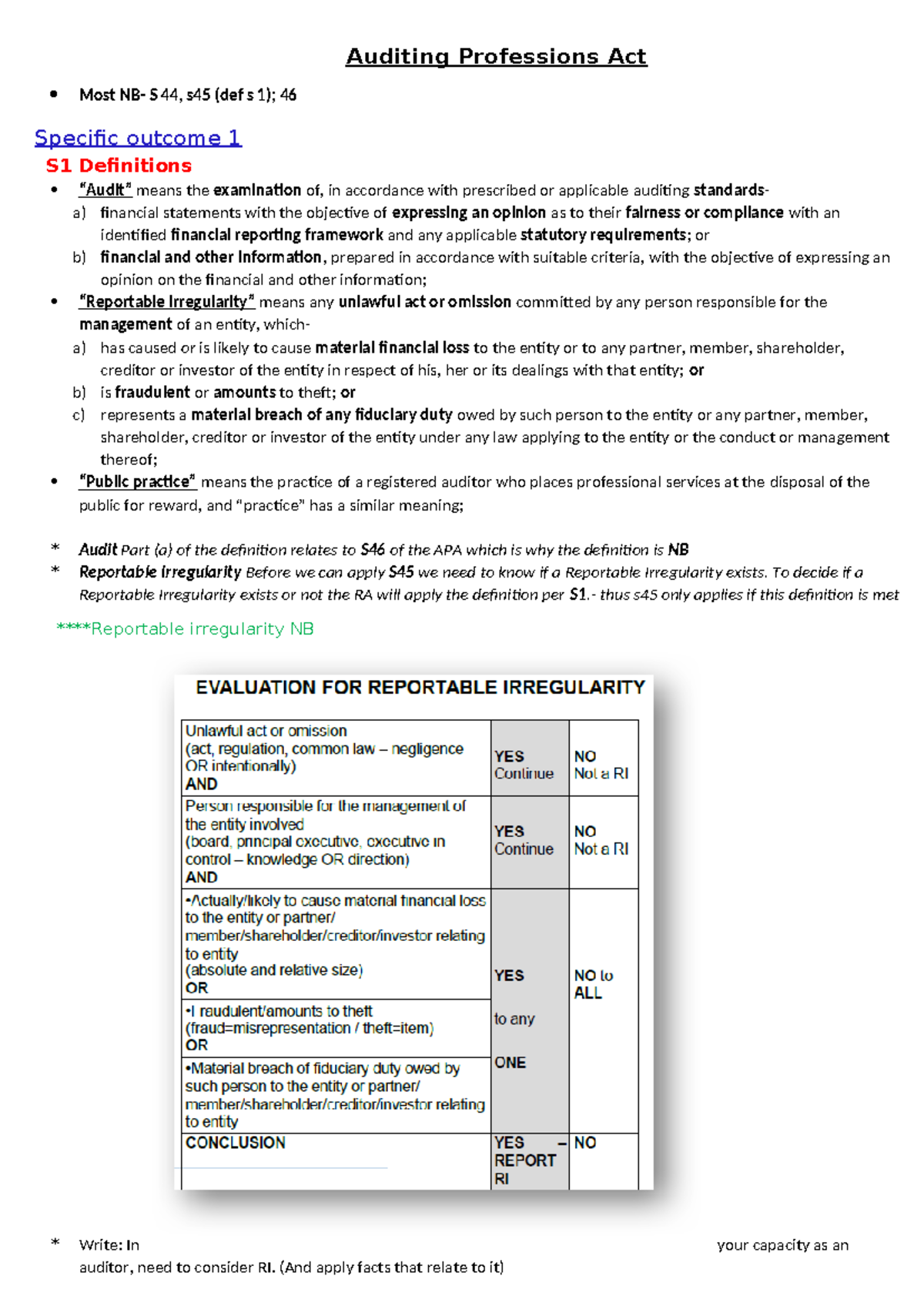 1.4 Auditing Professions Act: Key Definitions and Reportable ...
