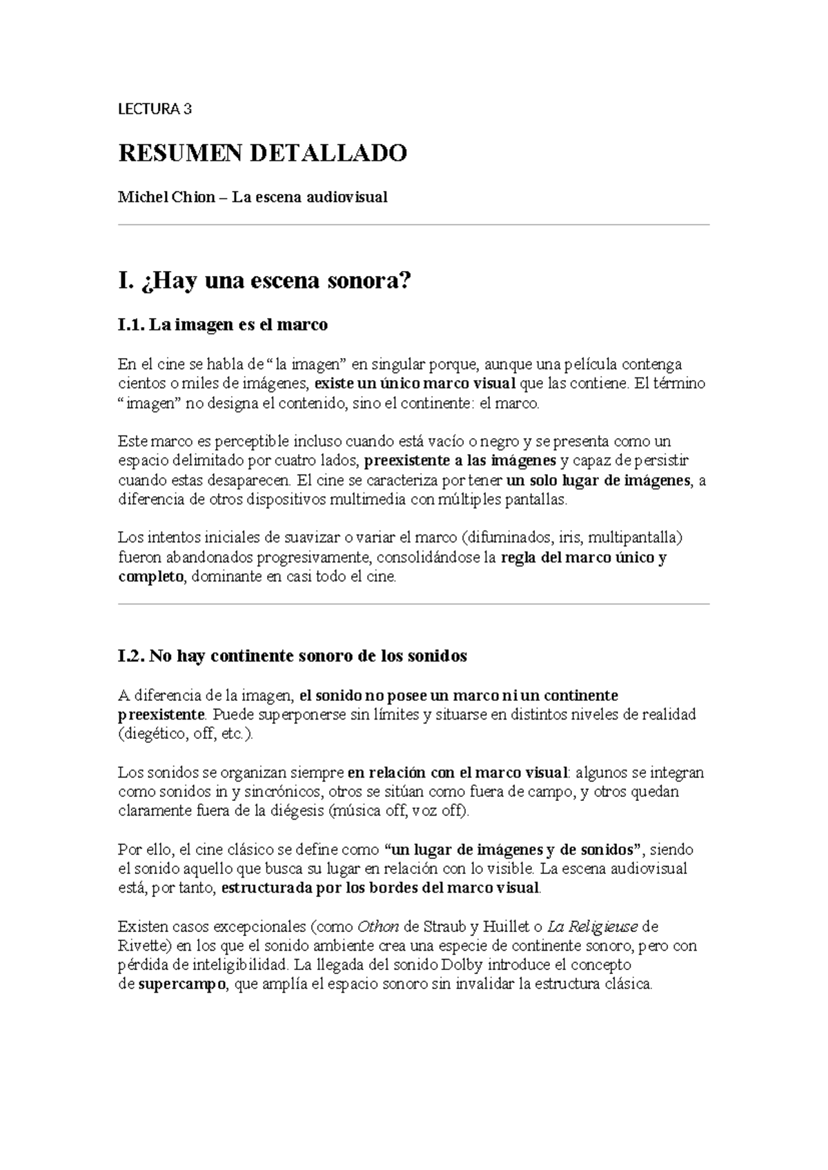 LECTURA 3: RESUMEN DETALLADO SOBRE LA ESCENA AUDIOVISUAL - Studocu