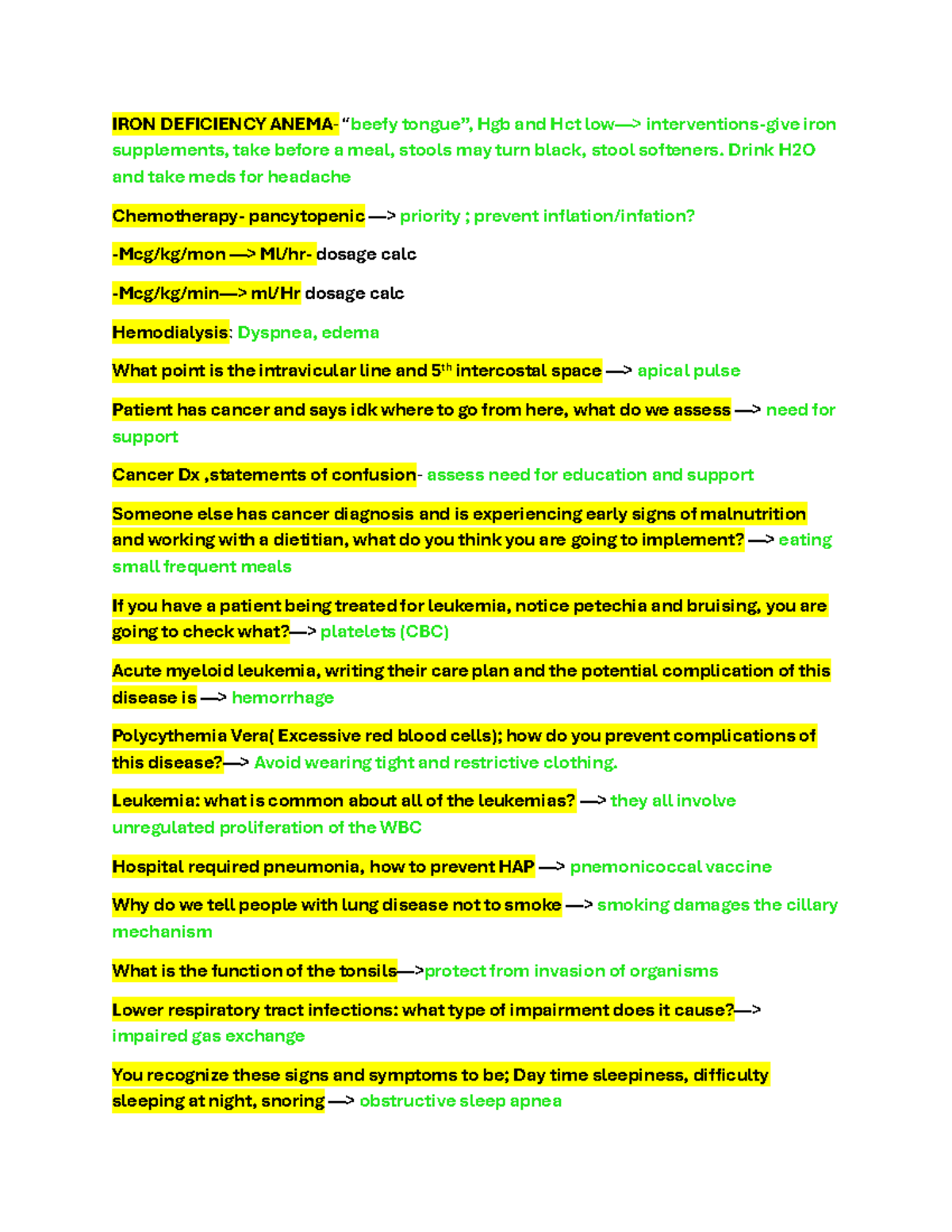 MDC3 Final Exam Notes: Hematology, Oncology, and Cardiology Insights ...