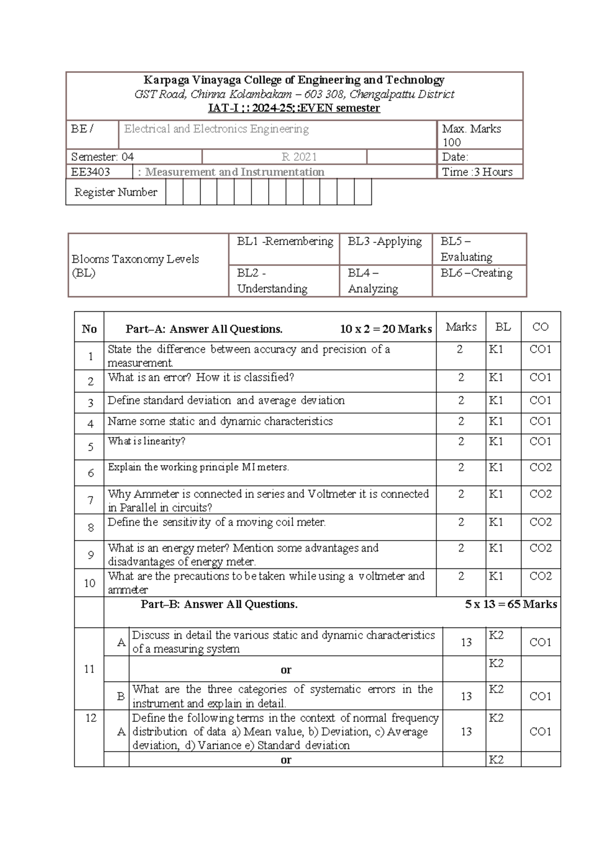 EE3403 Measurement and Instrumentation - Lecture Notes Set 1 - Studocu