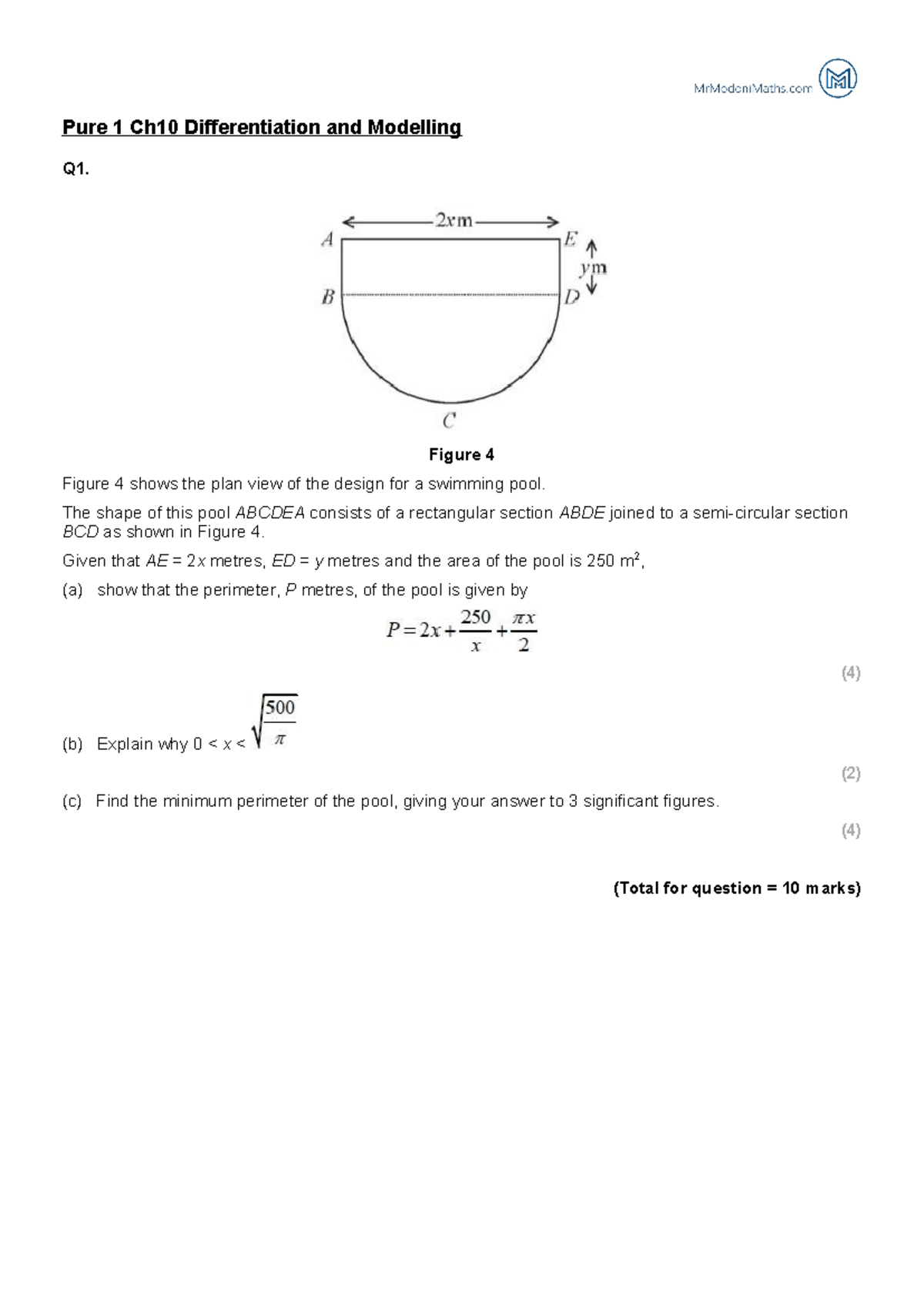 Pure 1 Ch12 Differentiation & Modelling: Volume & Area Optimization ...