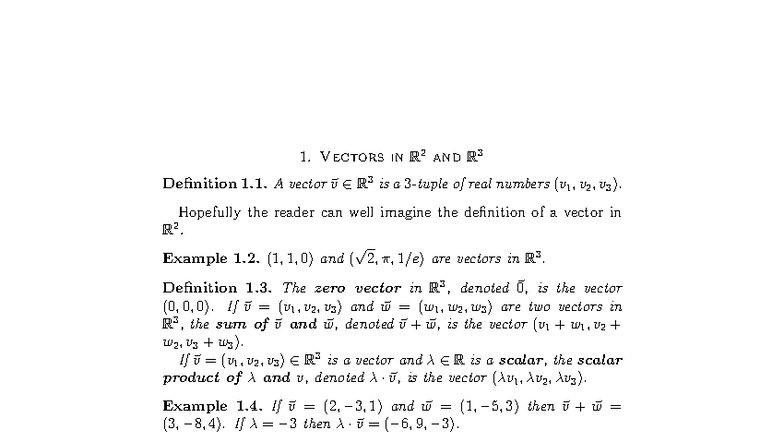 MIT18 022 Lecture 1 - Vectors in R 2 and R 3 Definition 1. A vector v ∈ ...