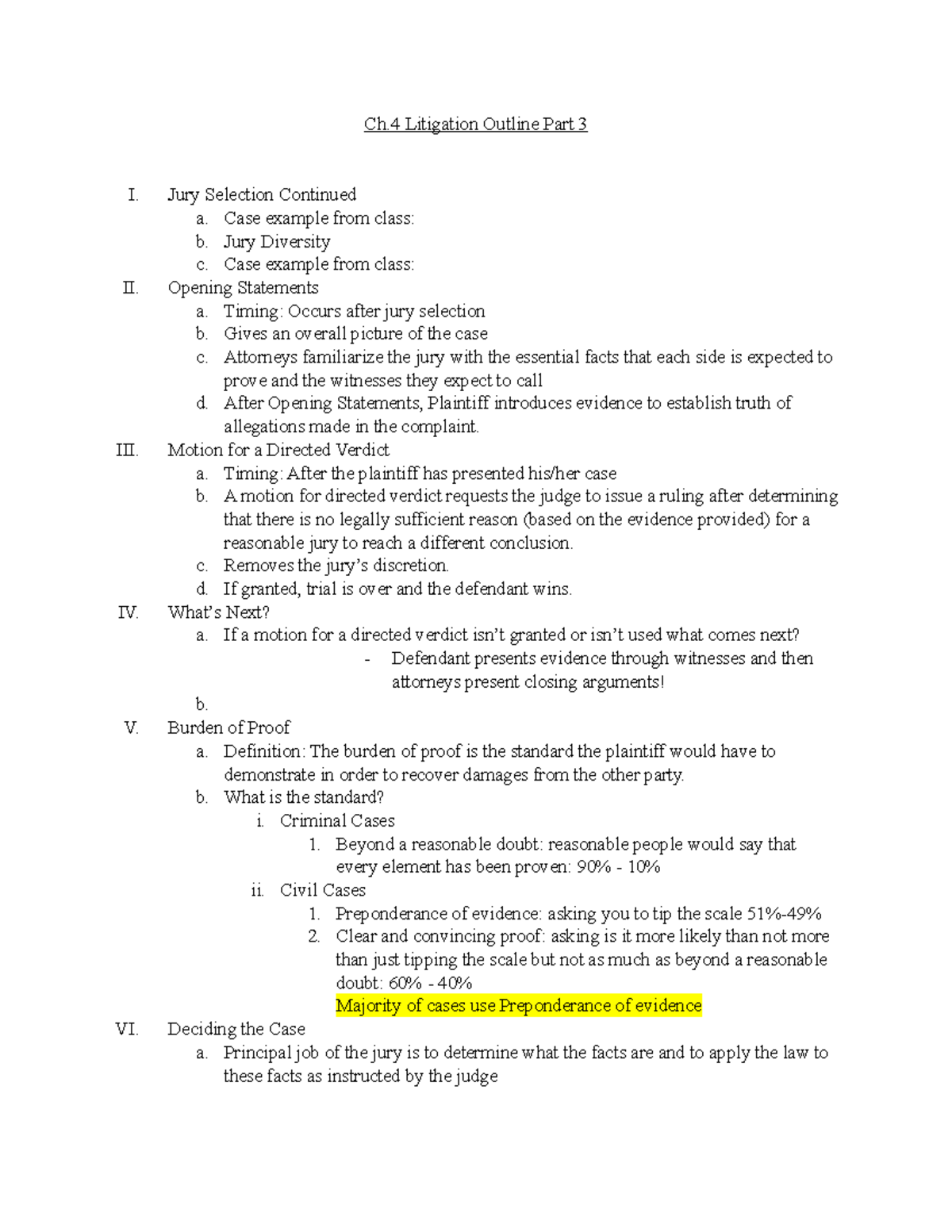 Ch.4 Litigation Outline: Jury Selection, Verdicts, and Appeals Process ...