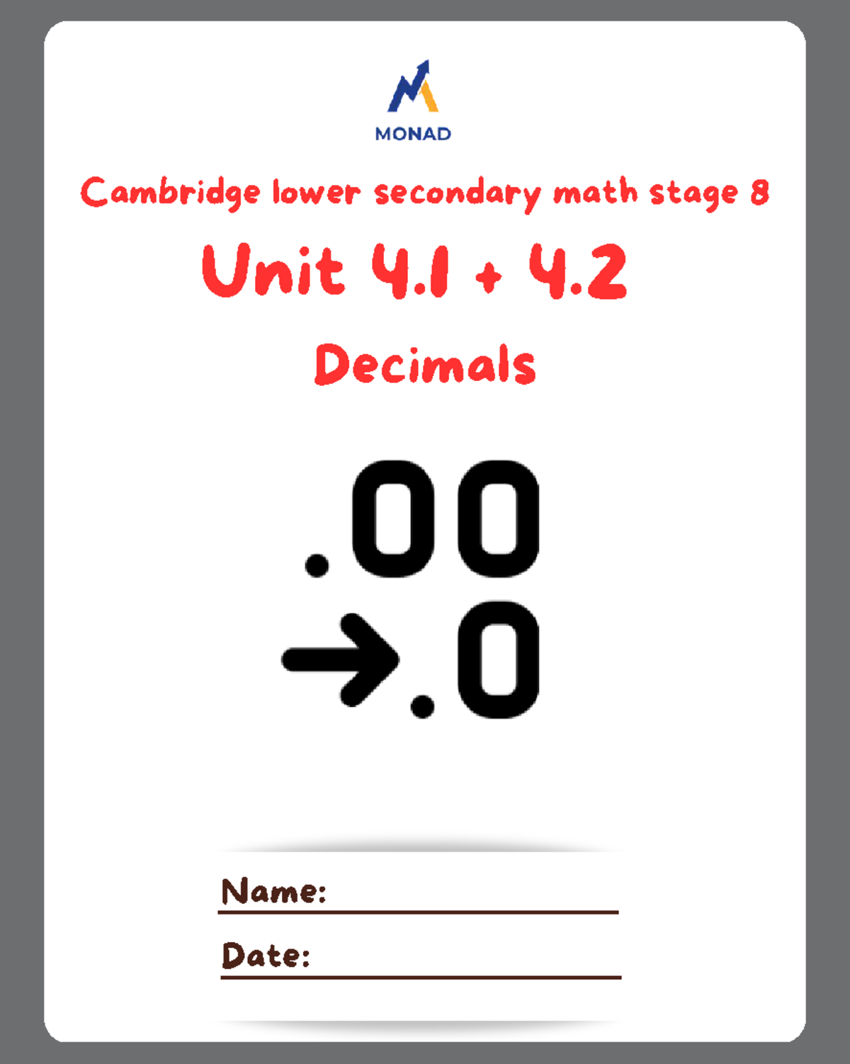 Grade 7 Math Unit 4.1: Decimals Ordering & Multiplication - Studocu