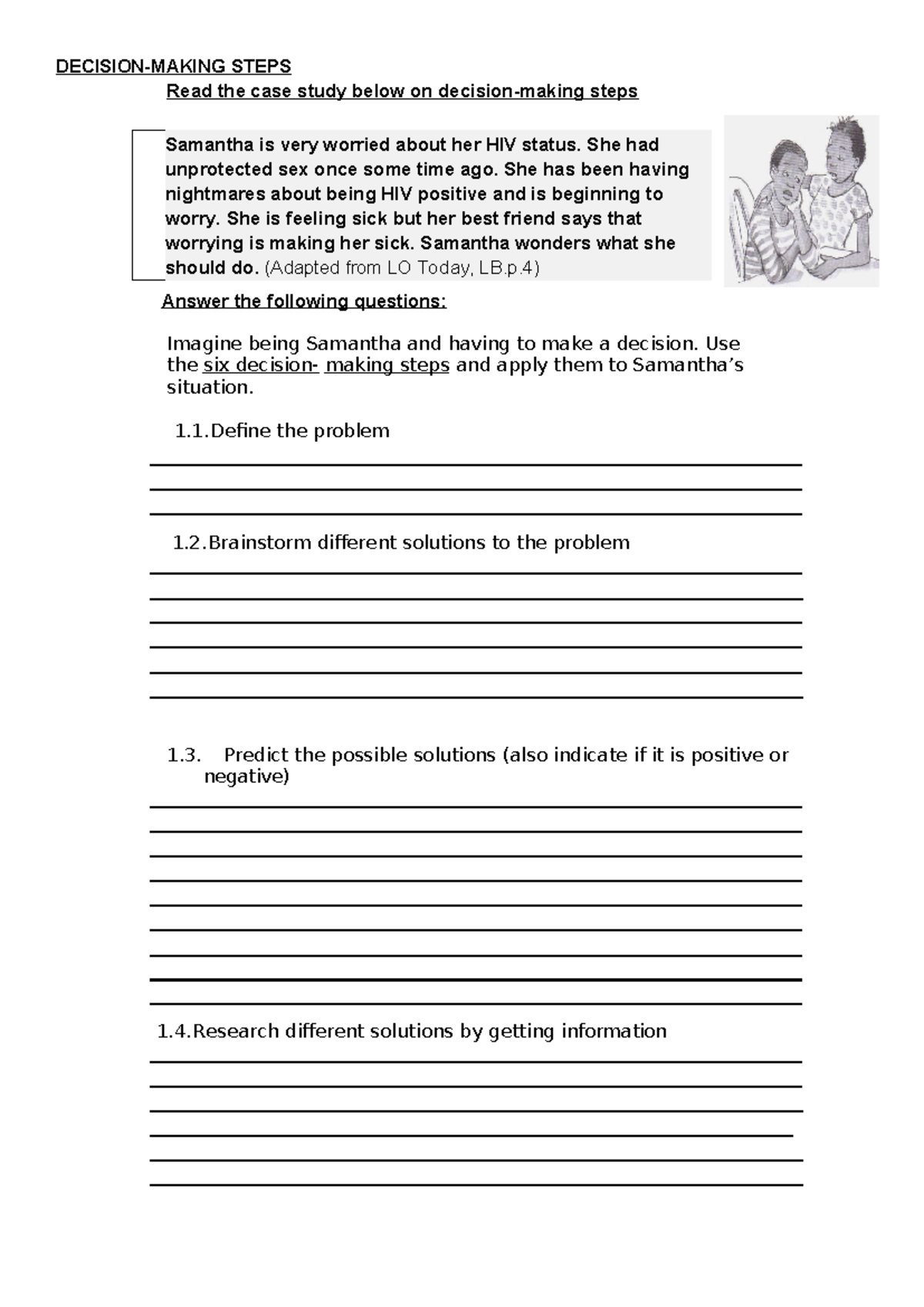 Gr 9, Term 1, Week 3: Case Study on Decision-Making Skills - Studocu